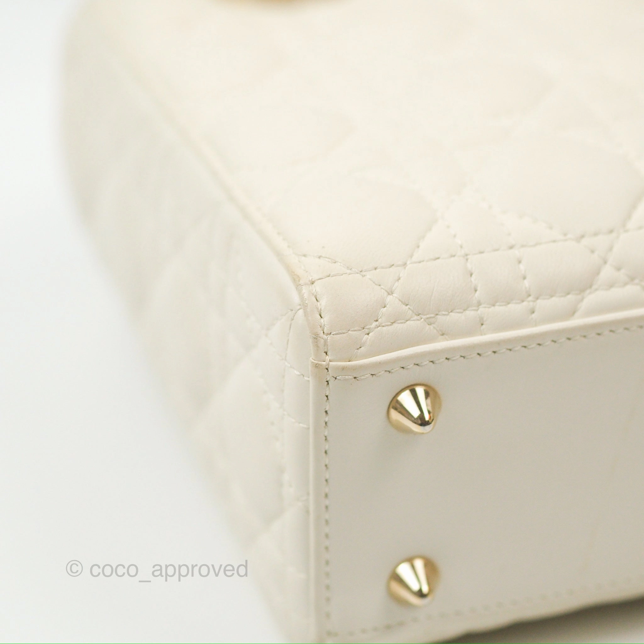 Christian Dior My ABCDior Lady Dior White Cannage Lambskin Gold Hardware