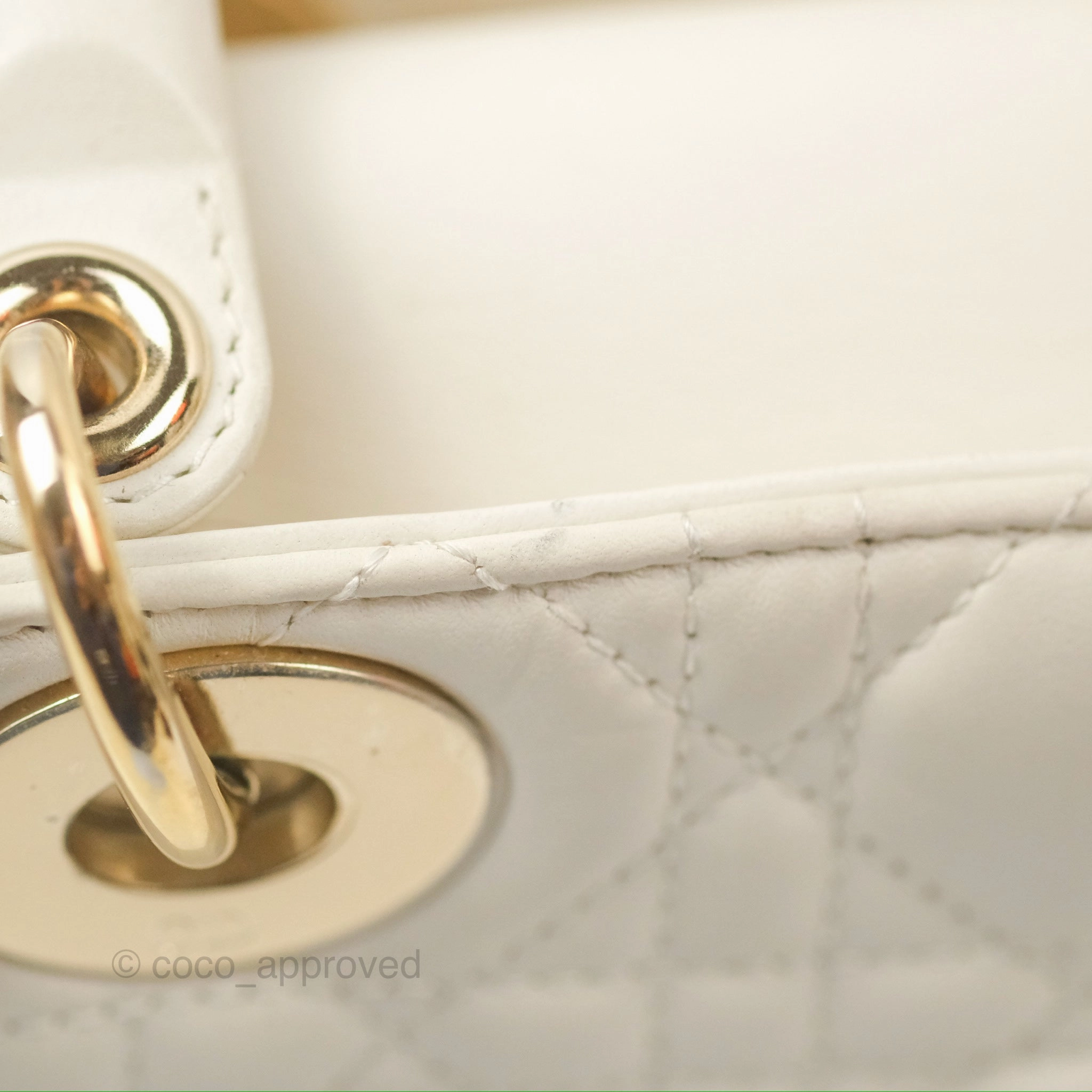 Christian Dior My ABCDior Lady Dior White Cannage Lambskin Gold Hardware