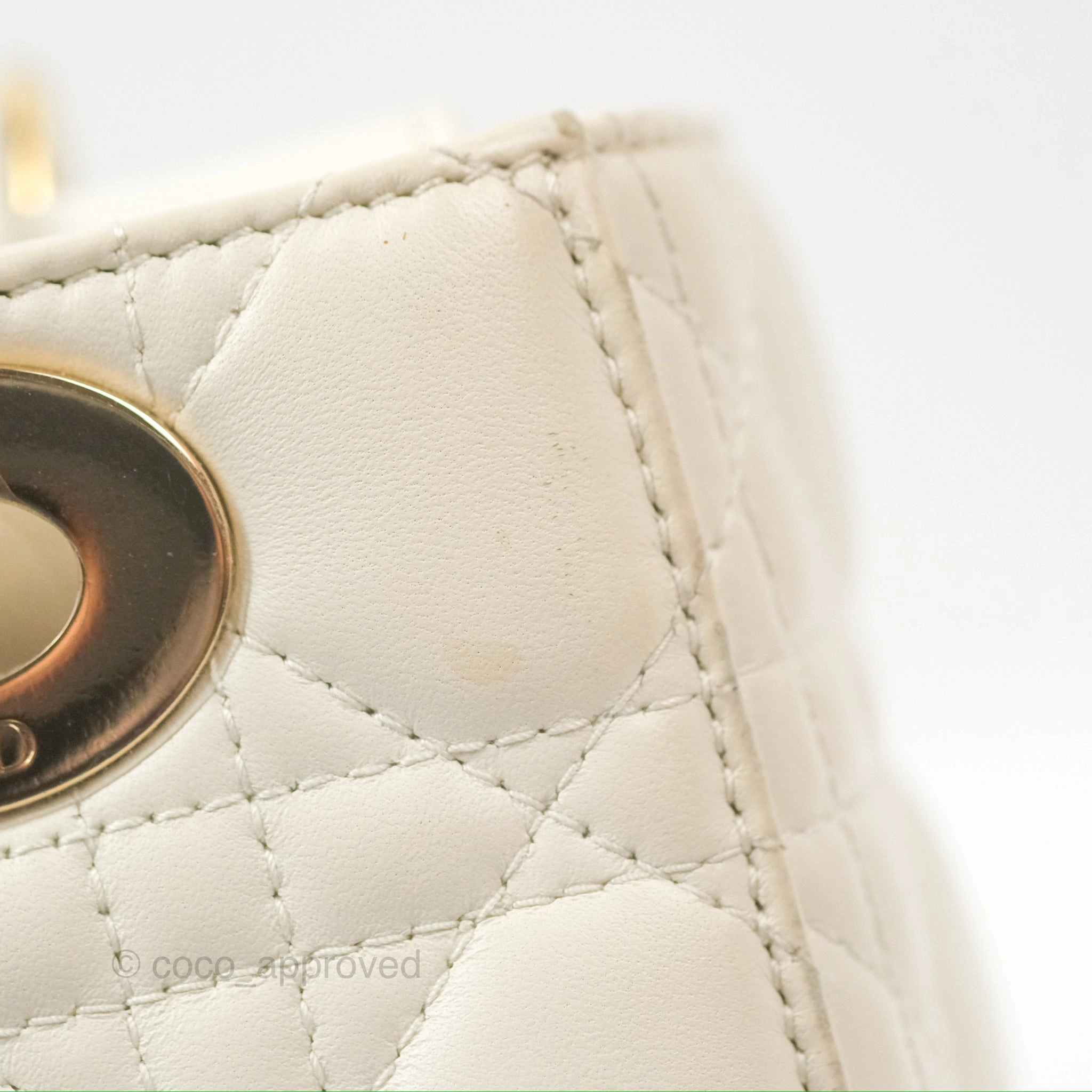 Christian Dior My ABCDior Lady Dior White Cannage Lambskin Gold Hardware