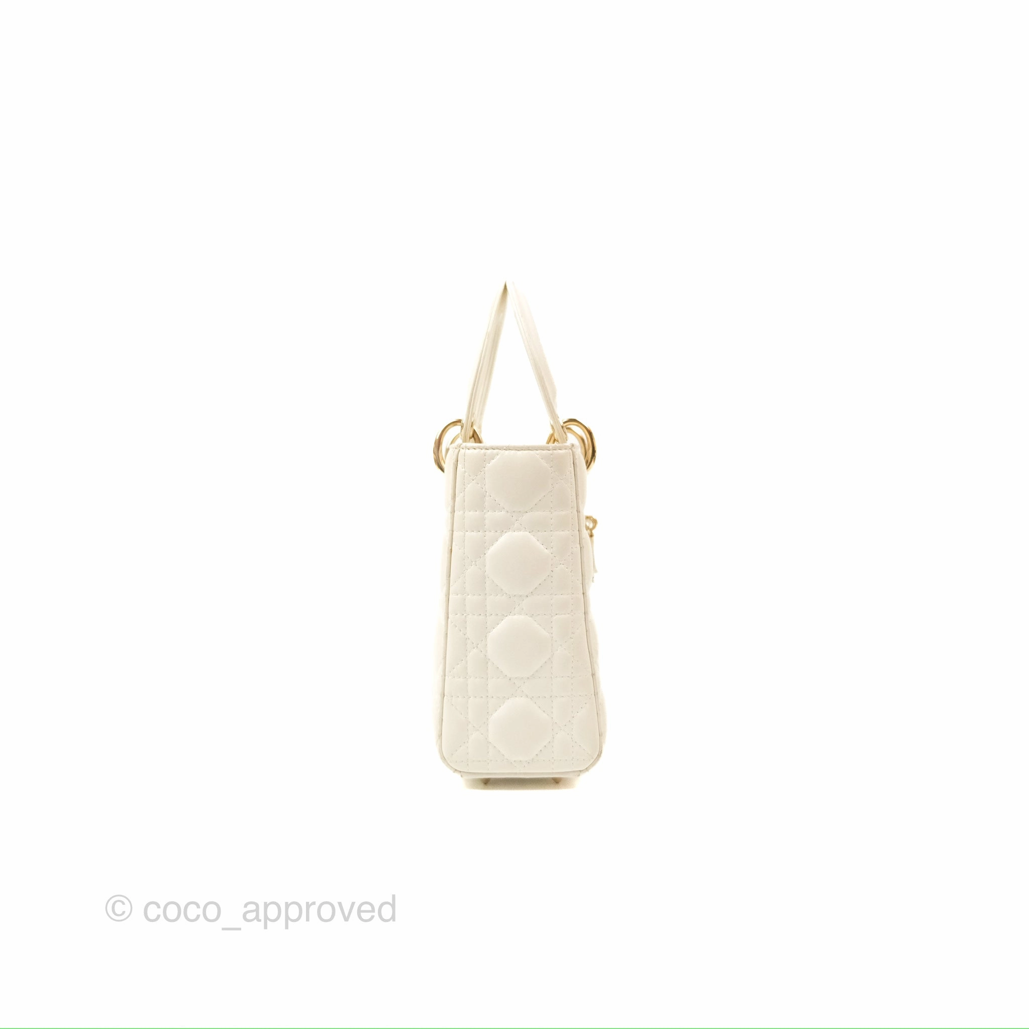 Christian Dior My ABCDior Lady Dior White Cannage Lambskin Gold Hardware