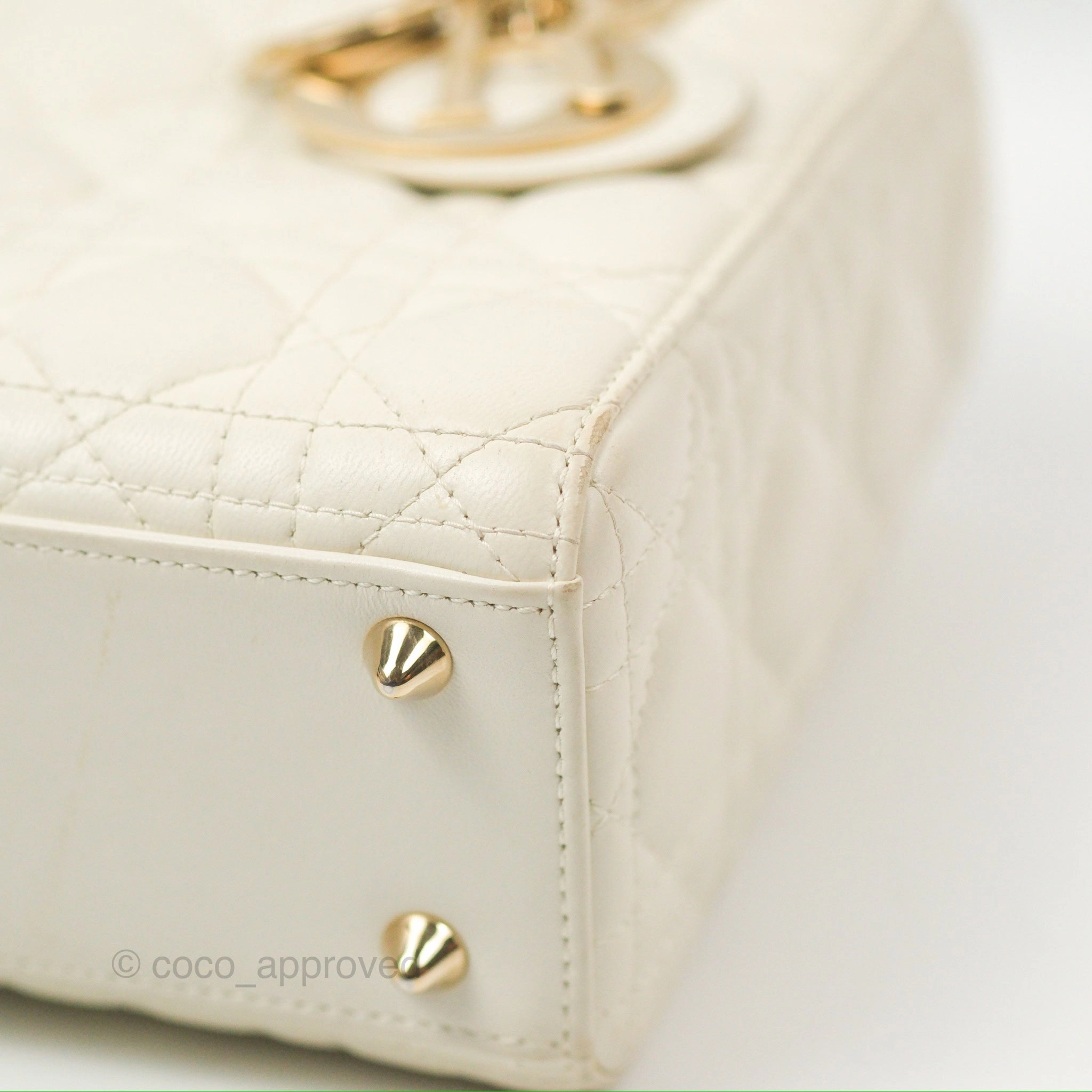 Christian Dior My ABCDior Lady Dior White Cannage Lambskin Gold Hardware