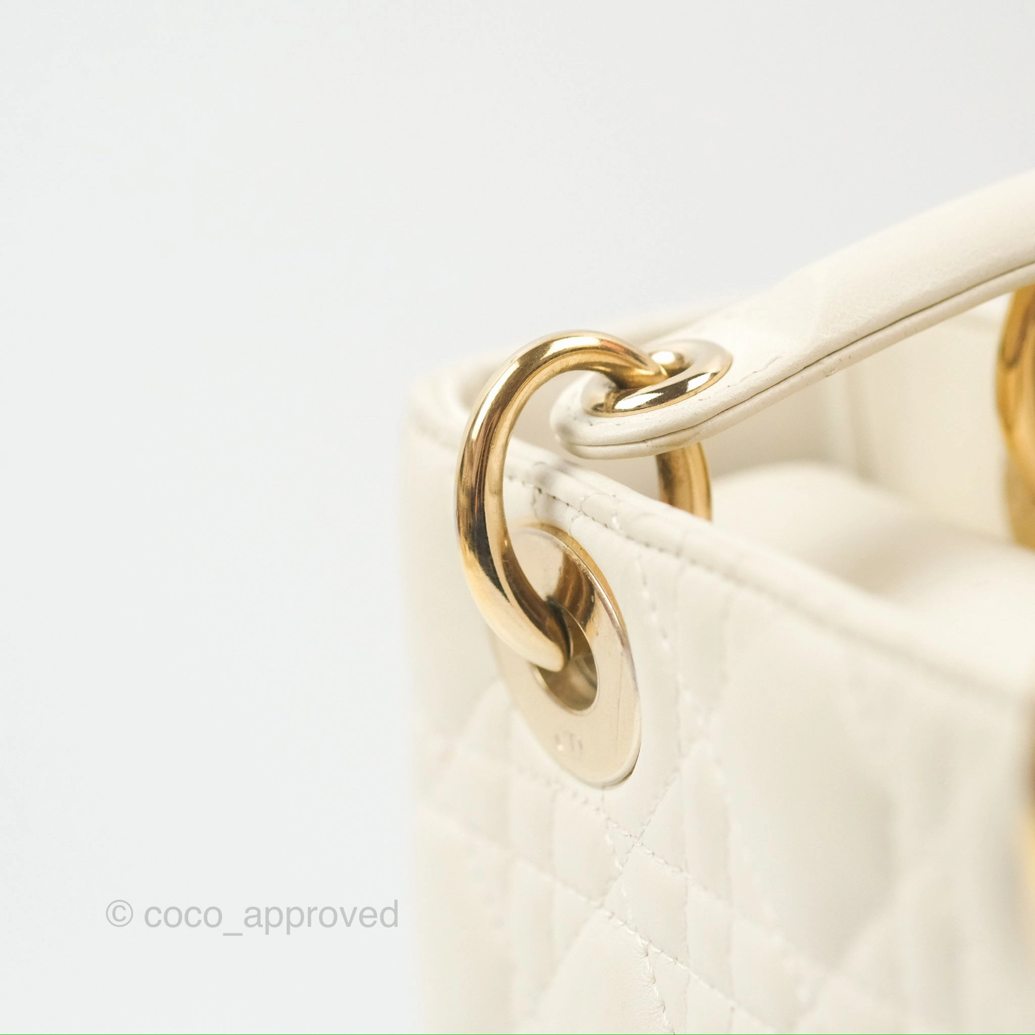 Christian Dior My ABCDior Lady Dior White Cannage Lambskin Gold Hardware
