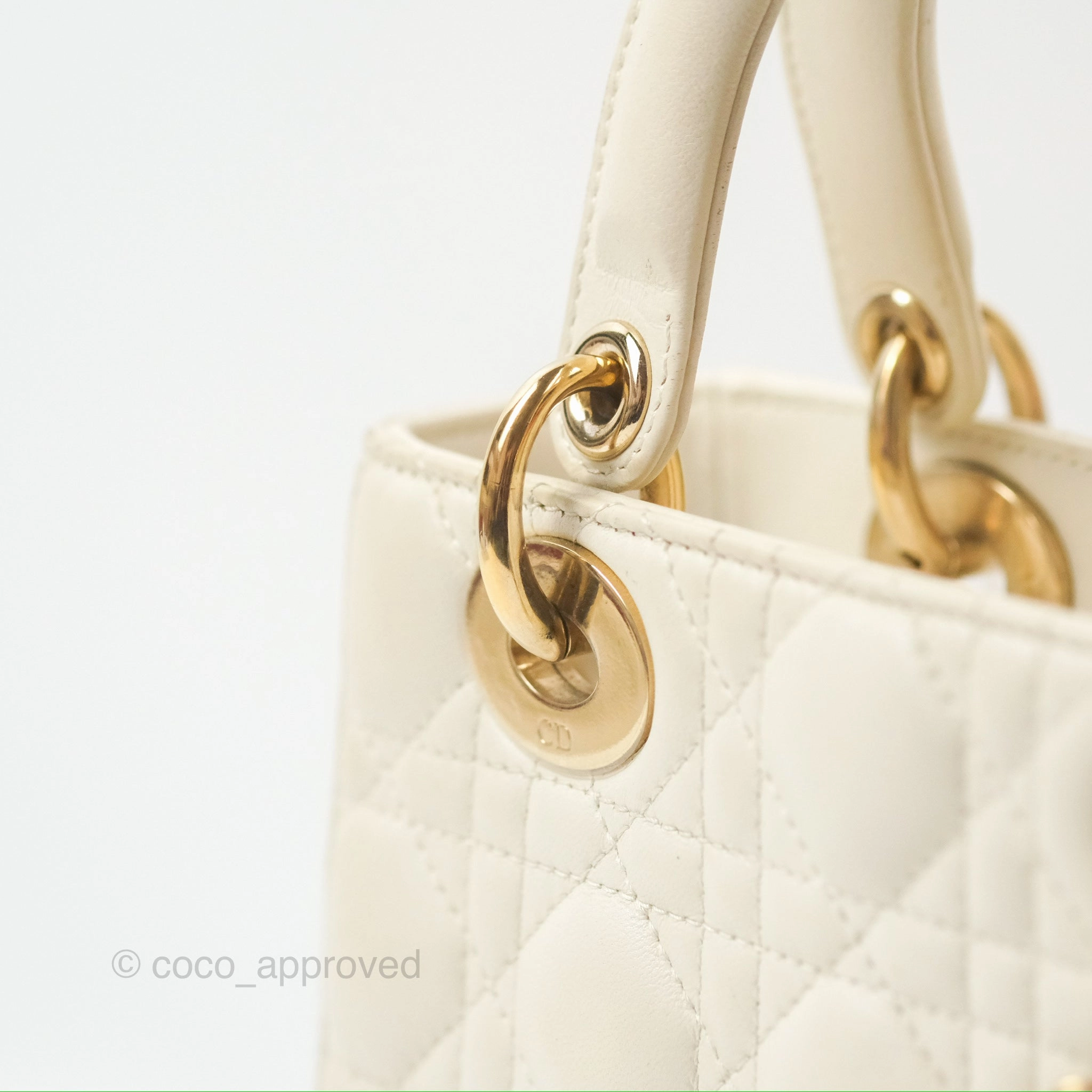 Christian Dior My ABCDior Lady Dior White Cannage Lambskin Gold Hardware