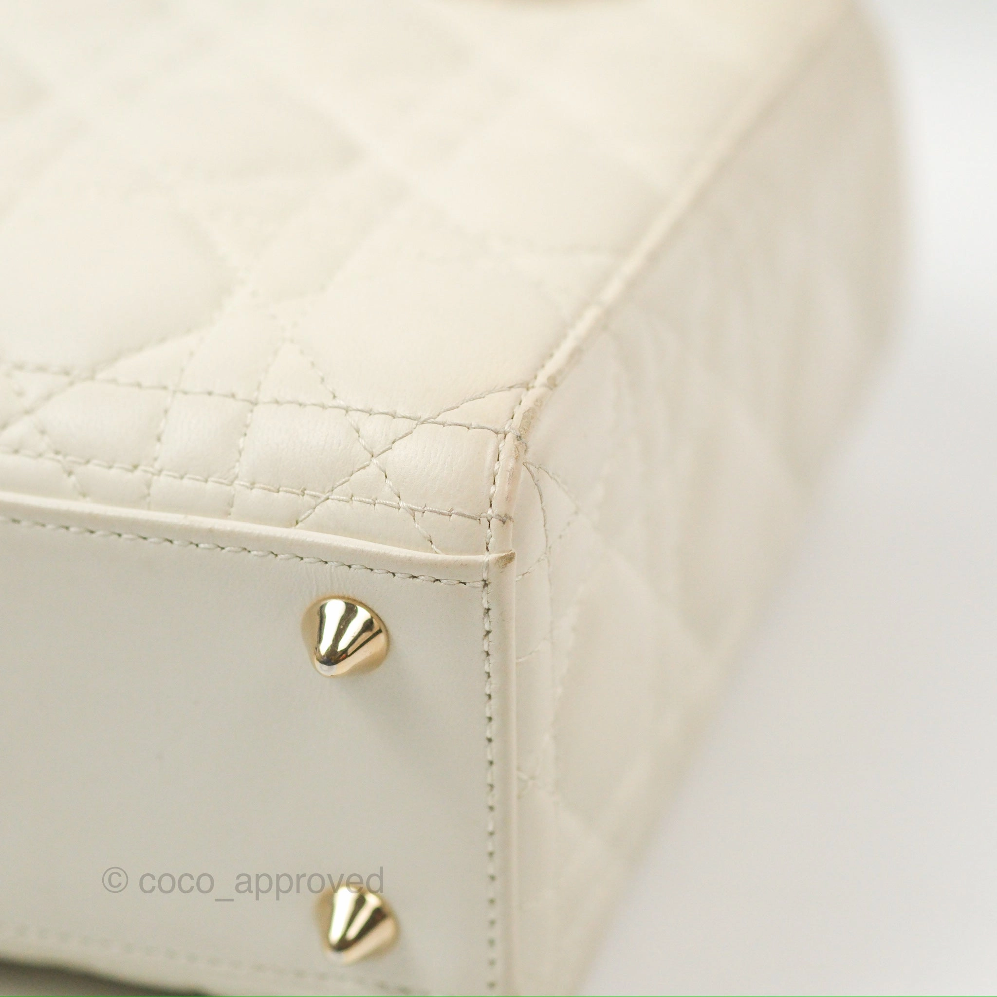 Christian Dior My ABCDior Lady Dior White Cannage Lambskin Gold Hardware
