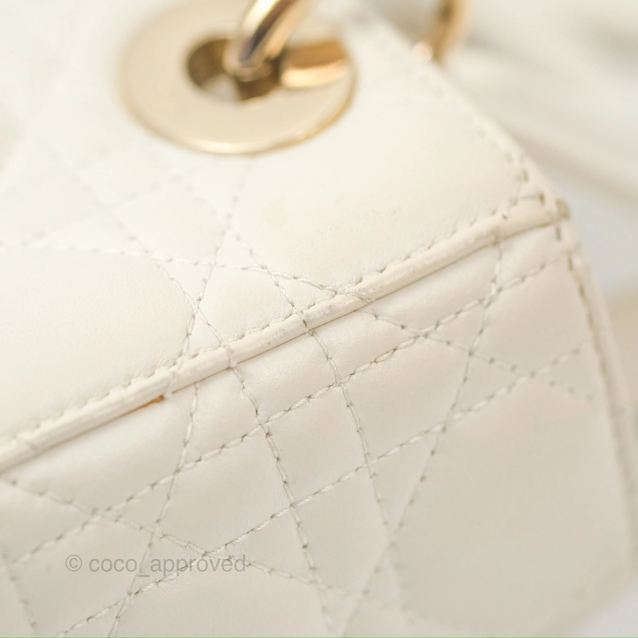 Christian Dior My ABCDior Lady Dior White Cannage Lambskin Gold Hardware