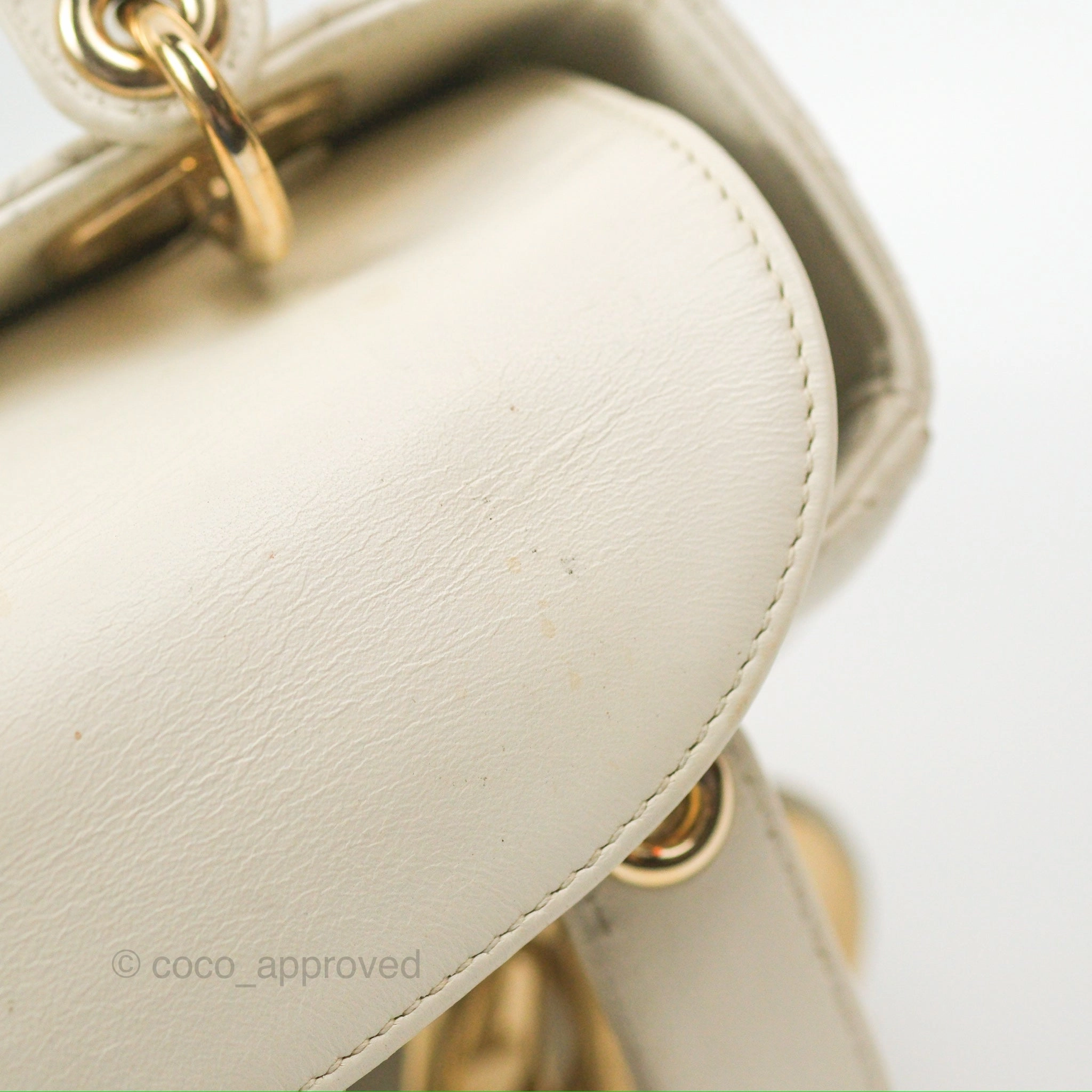 Christian Dior My ABCDior Lady Dior White Cannage Lambskin Gold Hardware