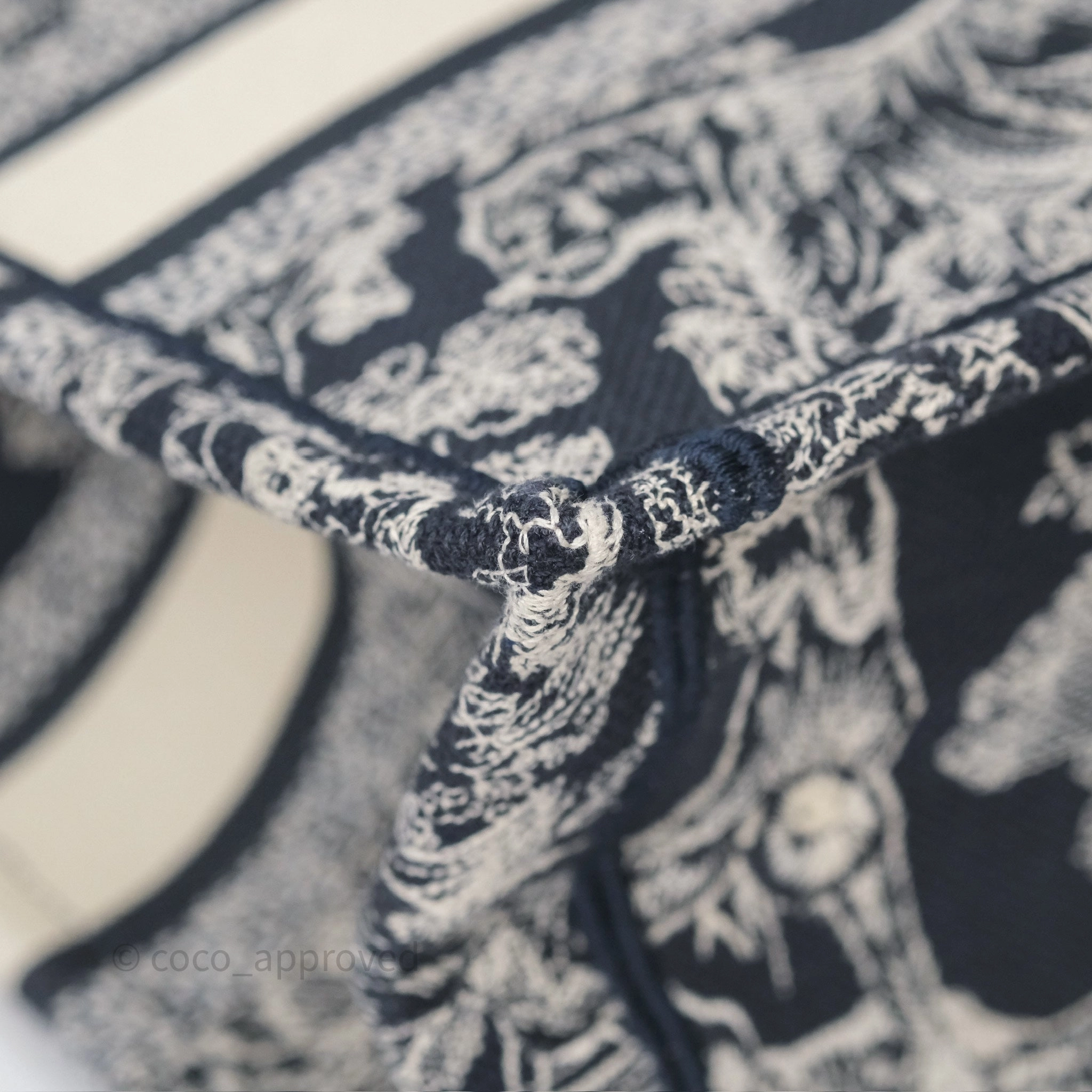 Christian Dior New Small Book Tote Embroidered Toile De Jouy Navy