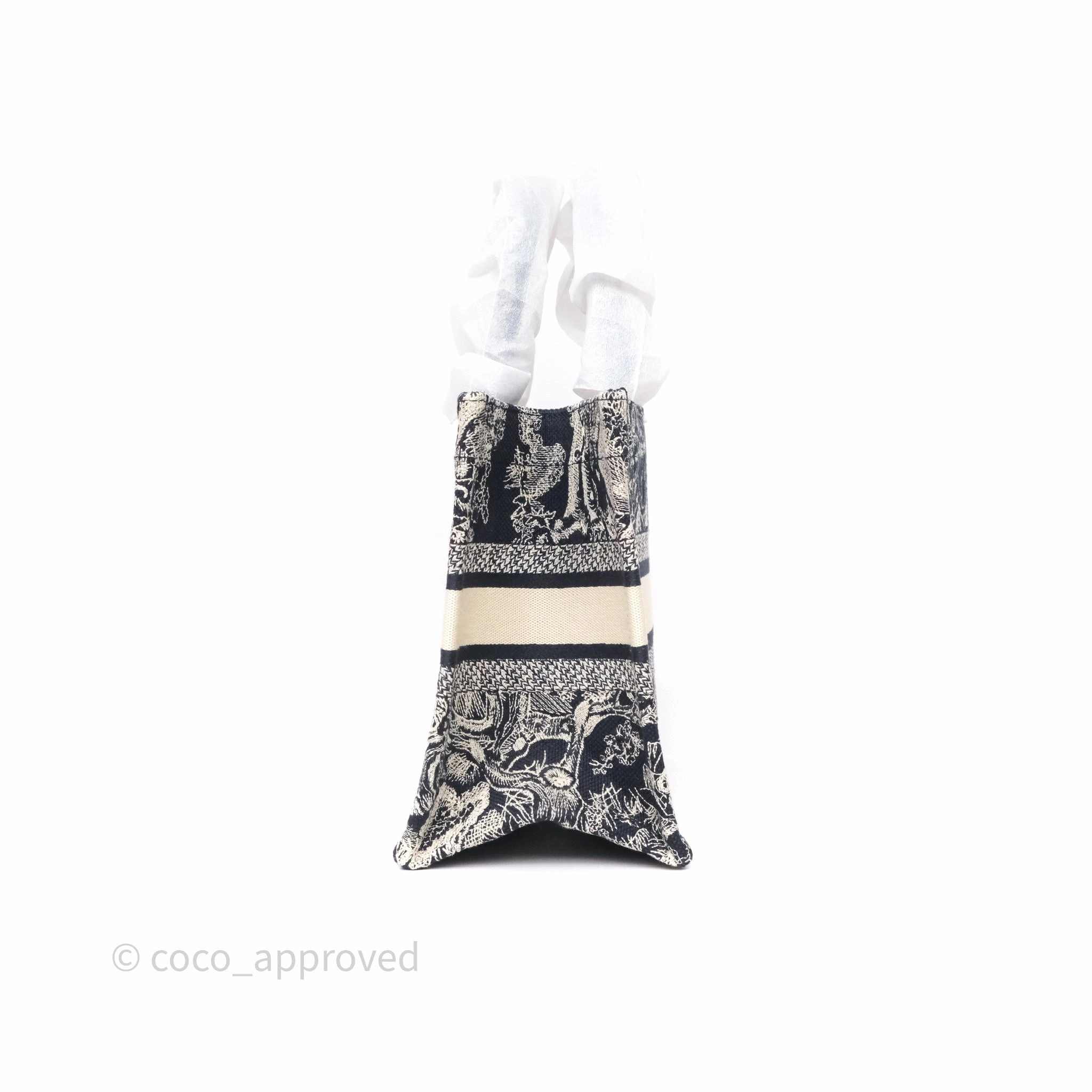 Christian Dior New Small Book Tote Embroidered Toile De Jouy Navy
