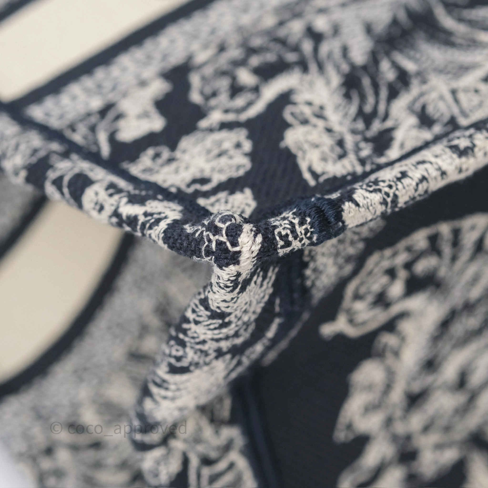 Christian Dior New Small Book Tote Embroidered Toile De Jouy Navy