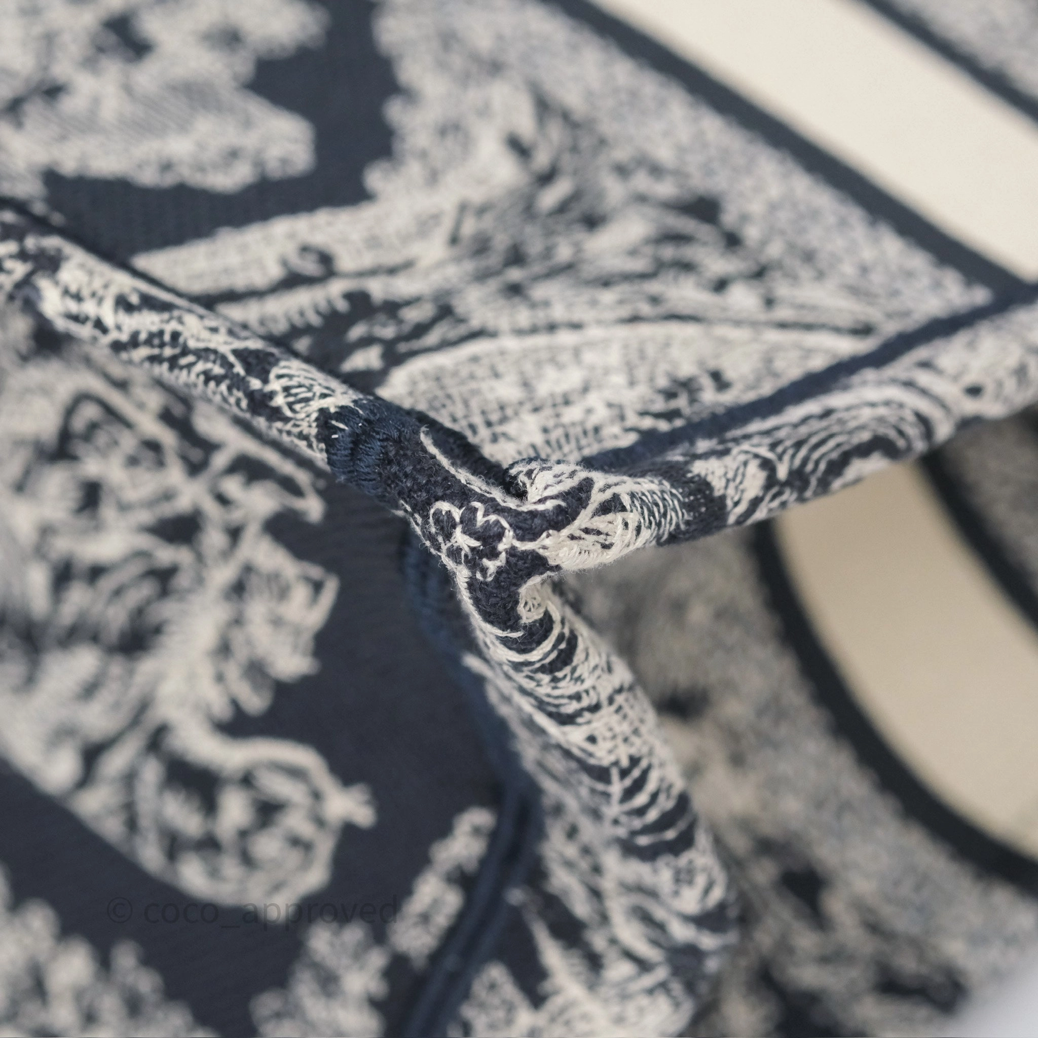 Christian Dior New Small Book Tote Embroidered Toile De Jouy Navy