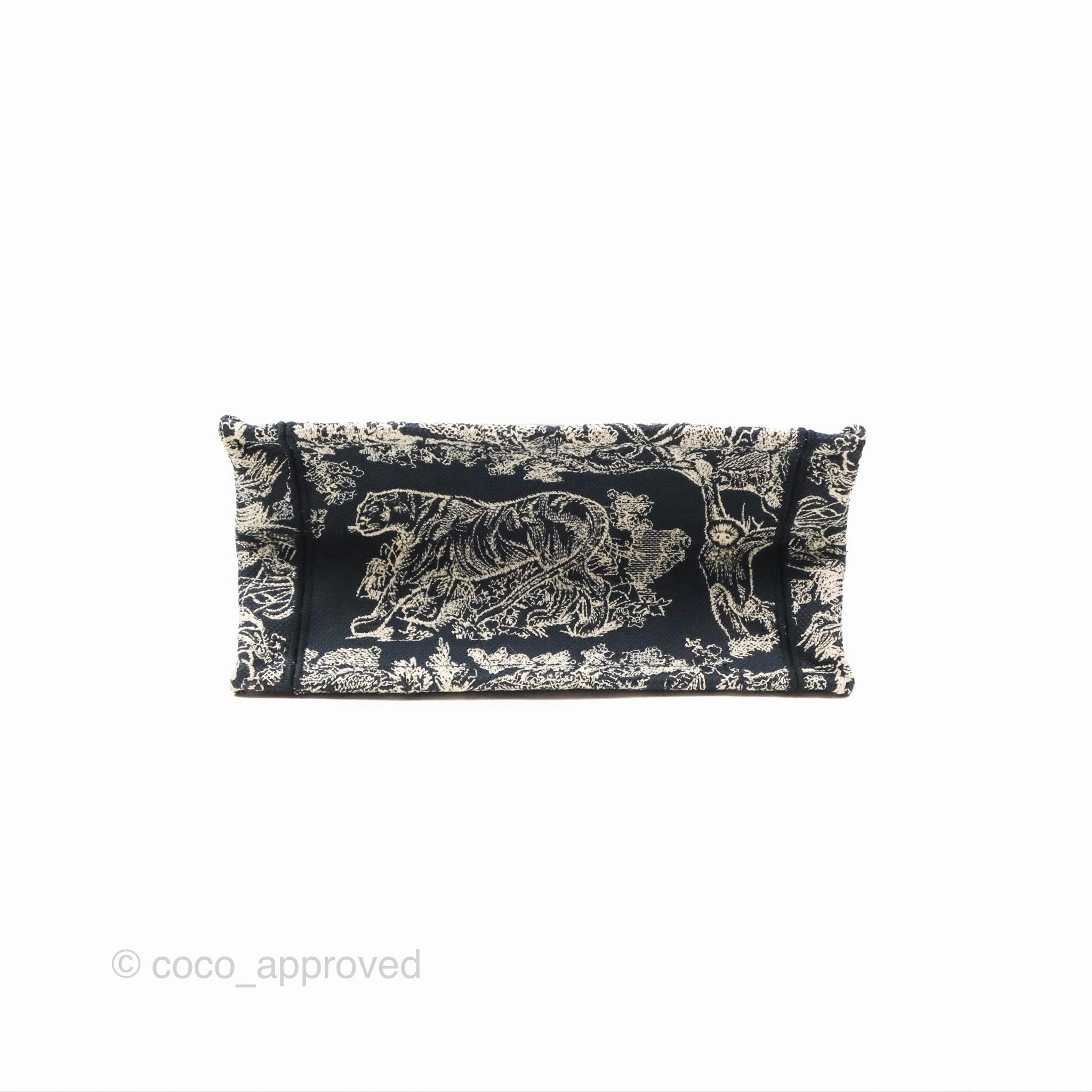 Christian Dior New Small Embroidered Toile De Jouy Canvas Book Tote Navy