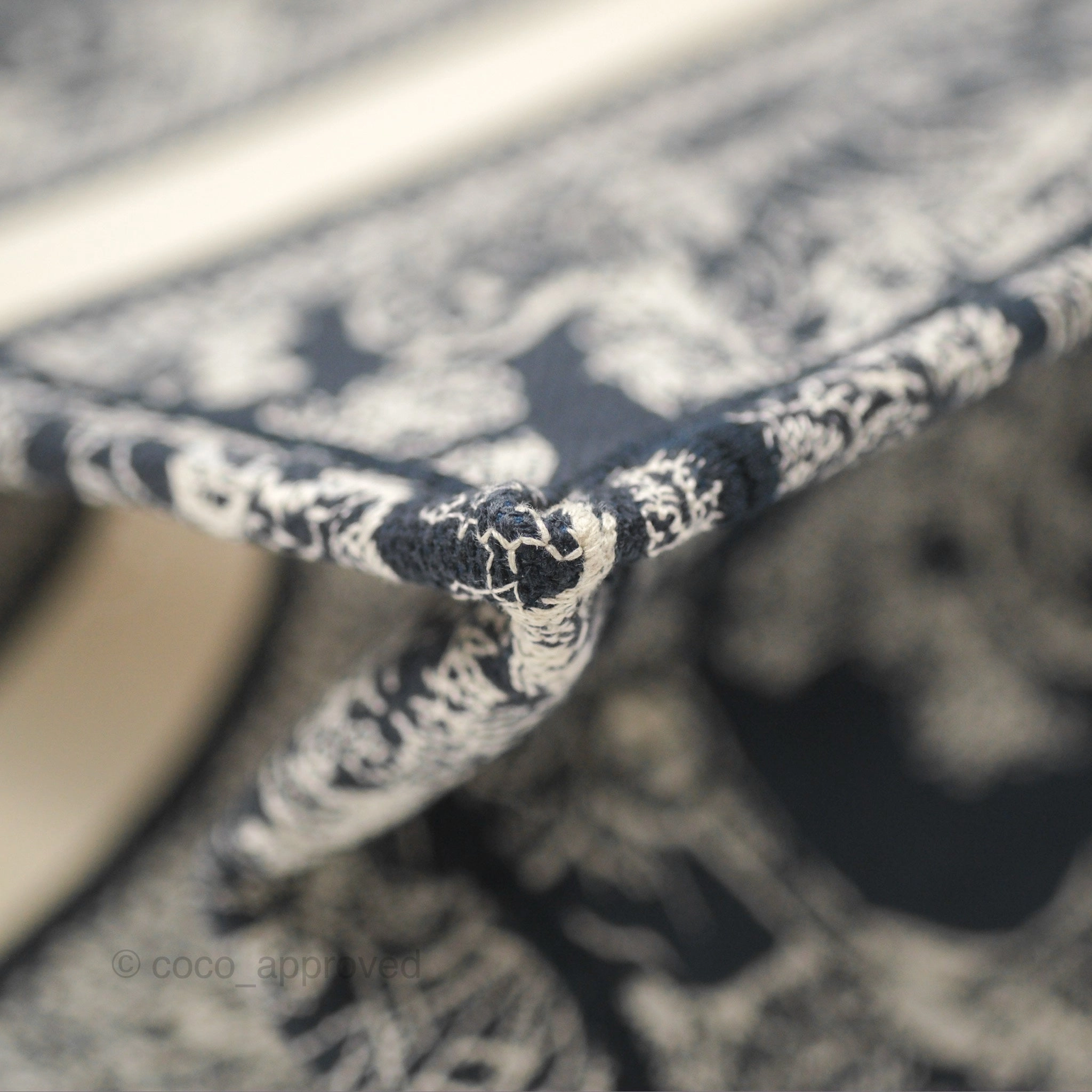 Christian Dior New Small Embroidered Toile De Jouy Canvas Book Tote Navy