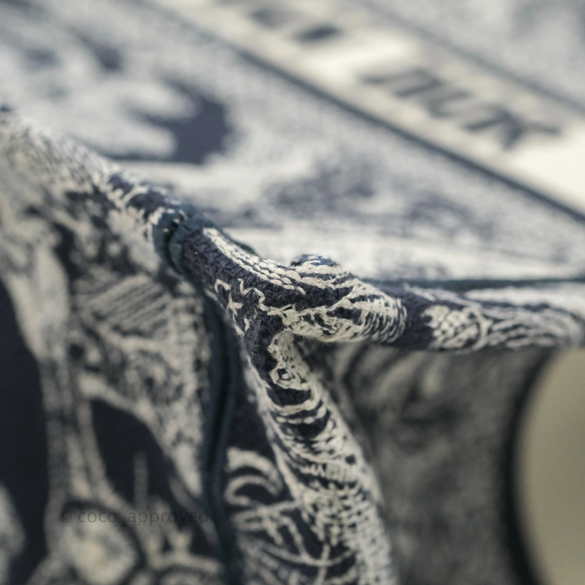 Christian Dior New Small Embroidered Toile De Jouy Navy Canvas Book Tote