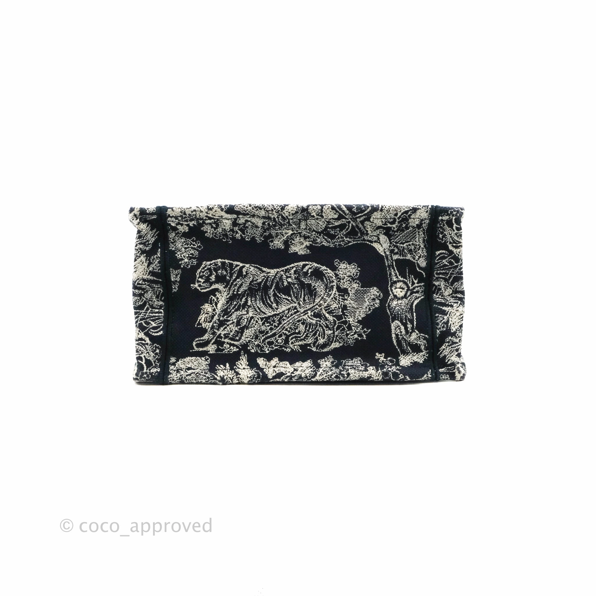 Christian Dior New Small Embroidered Toile De Jouy Navy Canvas Book Tote
