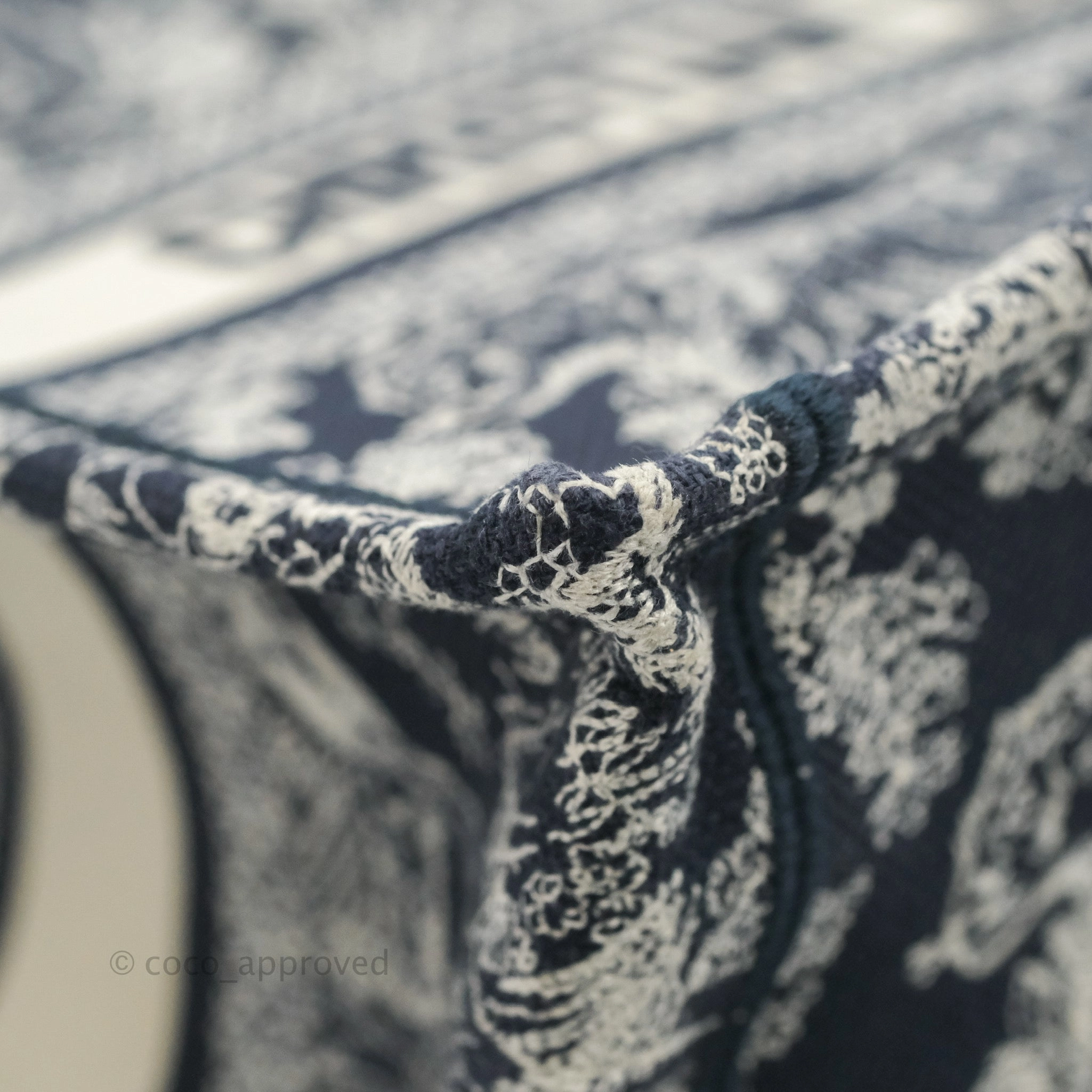 Christian Dior New Small Embroidered Toile De Jouy Navy Canvas Book Tote