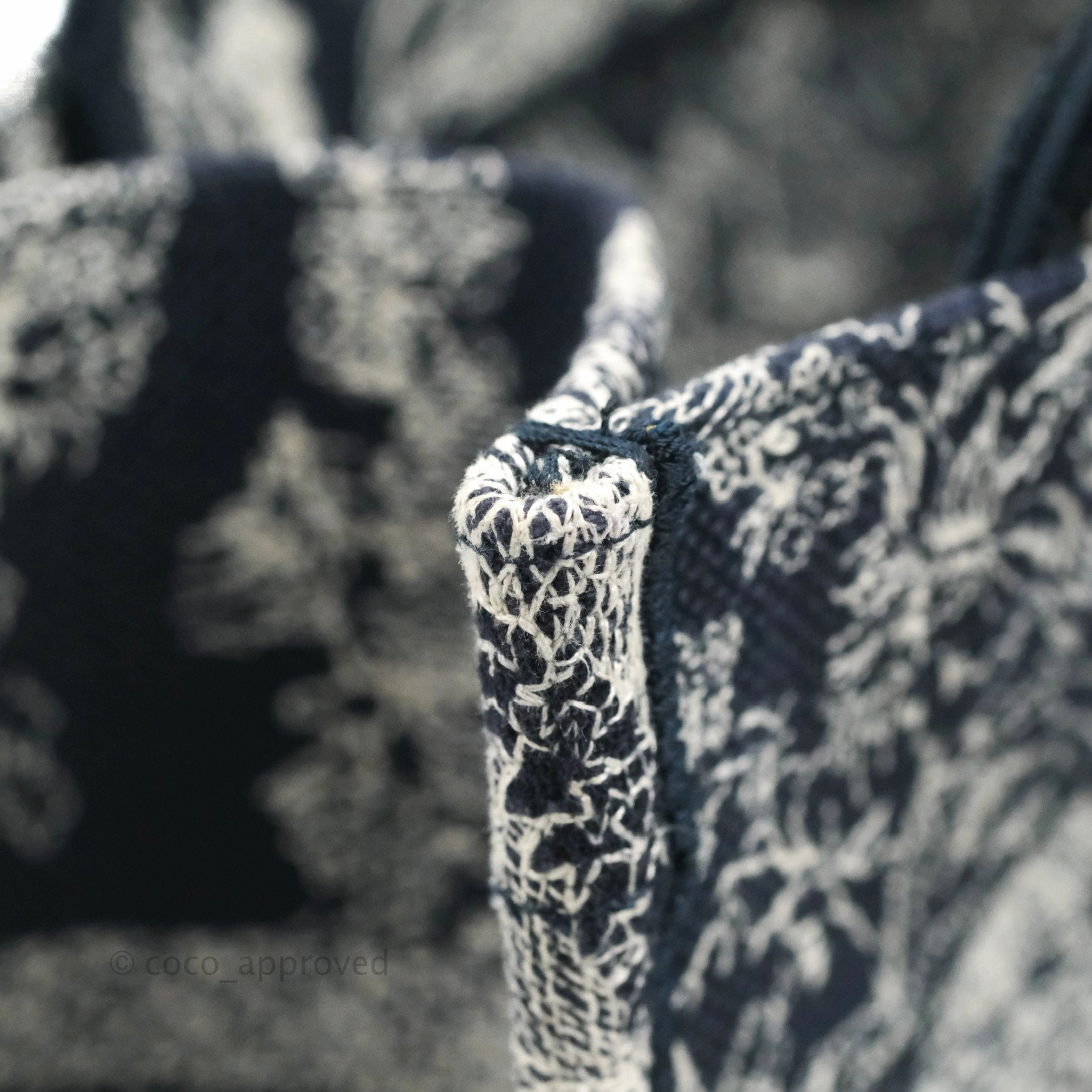 Christian Dior New Small Embroidered Toile De Jouy Navy Canvas Book Tote