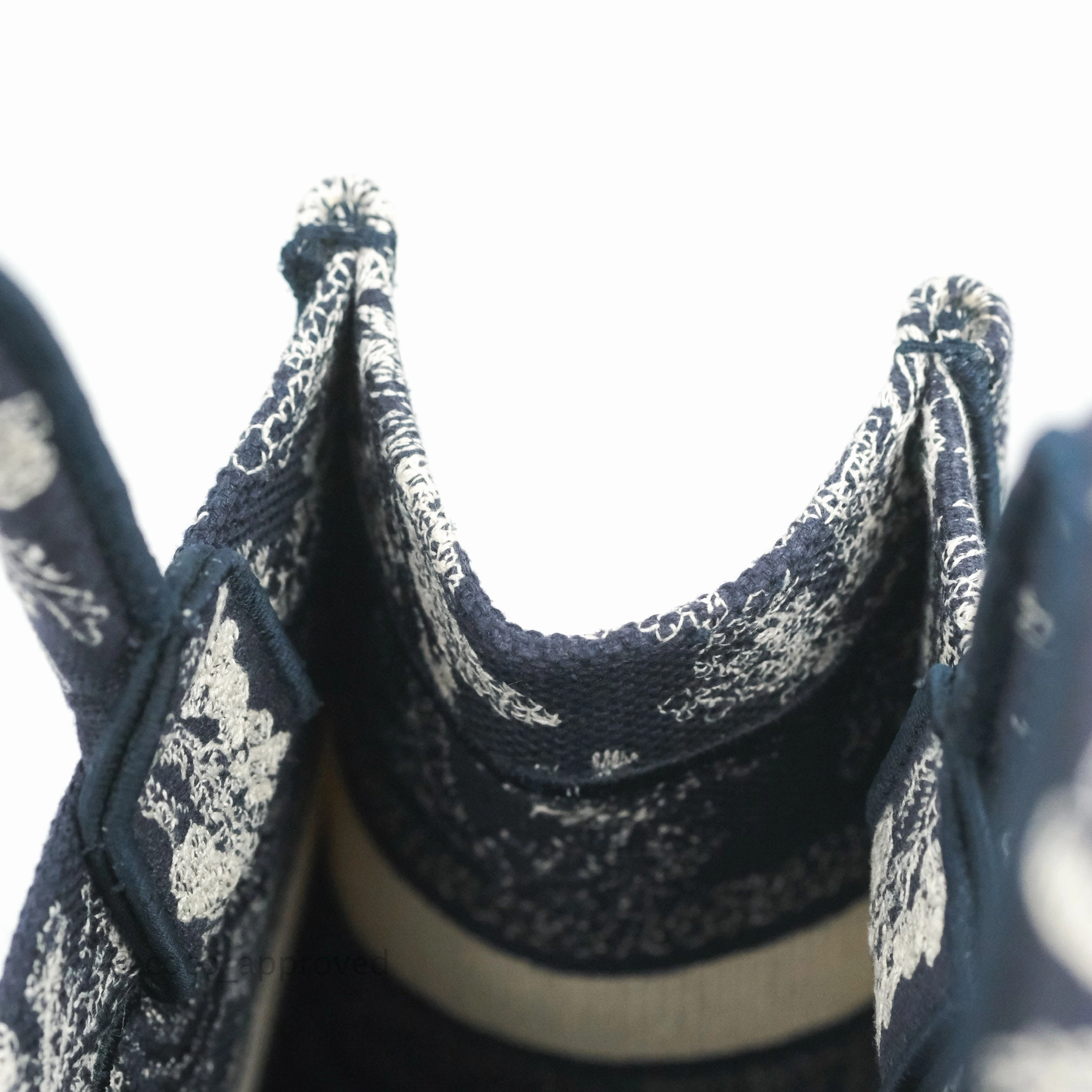 Christian Dior New Small Embroidered Toile De Jouy Navy Canvas Book Tote