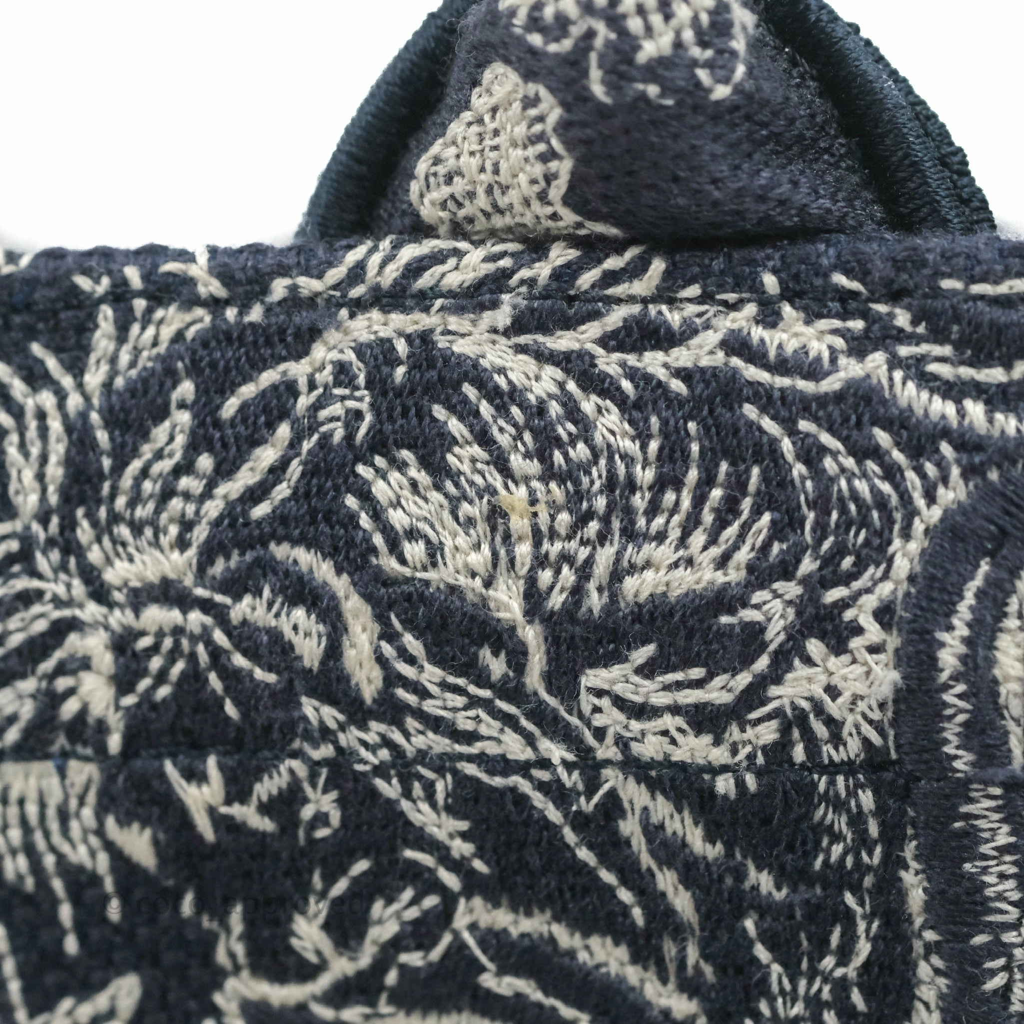 Christian Dior New Small Embroidered Toile De Jouy Navy Canvas Book Tote