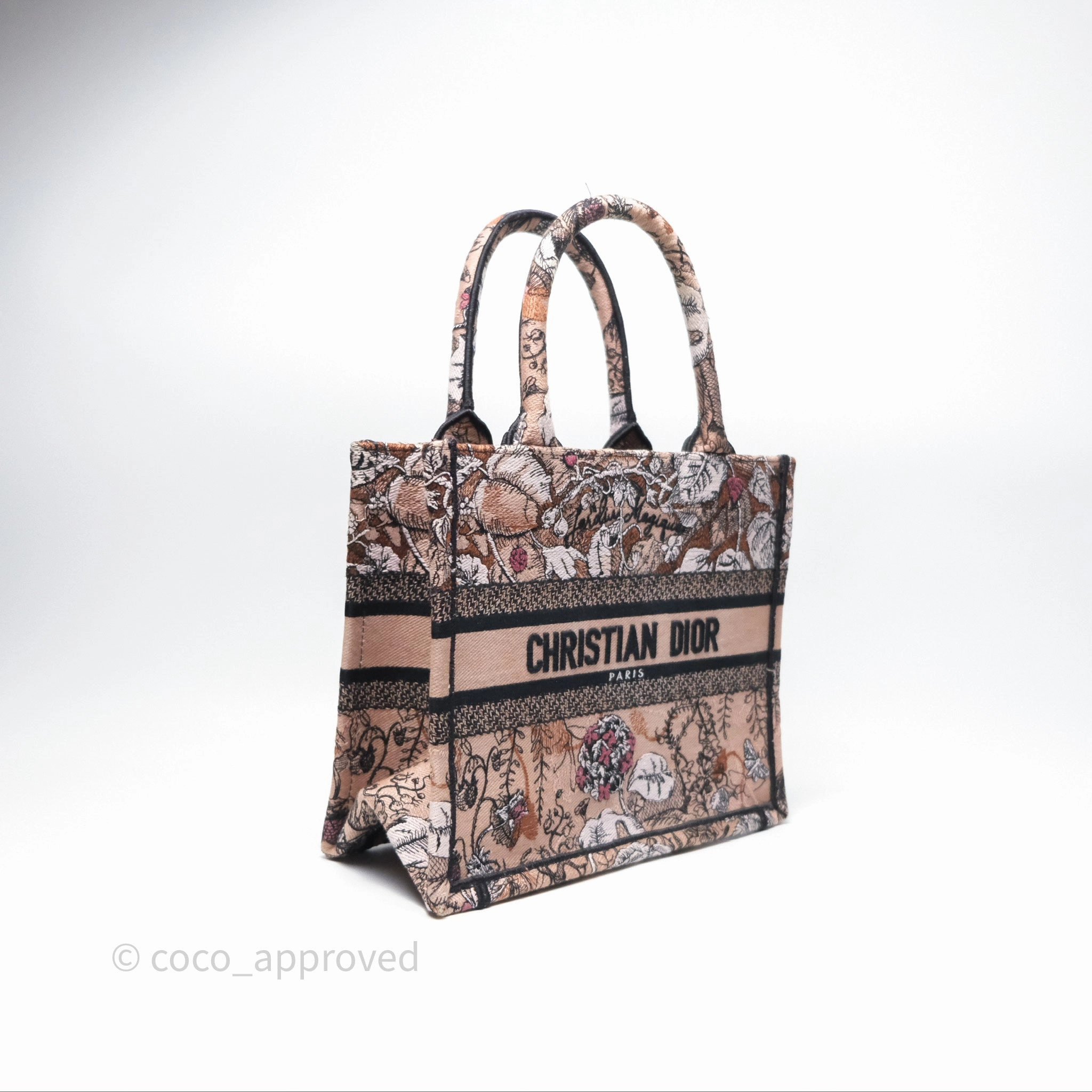 Christian Dior New Small Jardin Magique Book Tote Embroidered Power Pink Canvas