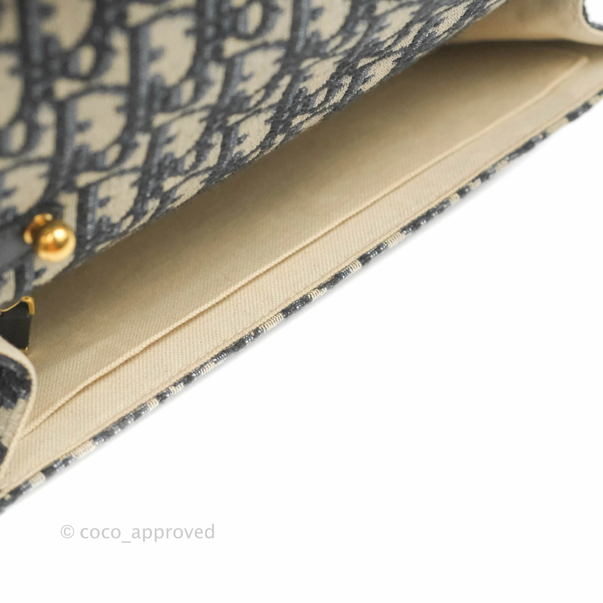 Christian Dior Oblique Small DiorAddict Flap Bag Navy Blue Aged Gold Hardware