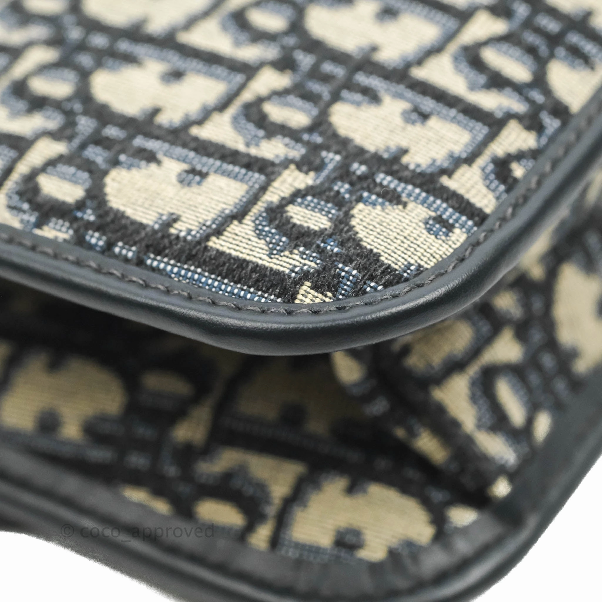 Christian Dior Oblique Small DiorAddict Flap Bag Navy Blue Aged Gold Hardware