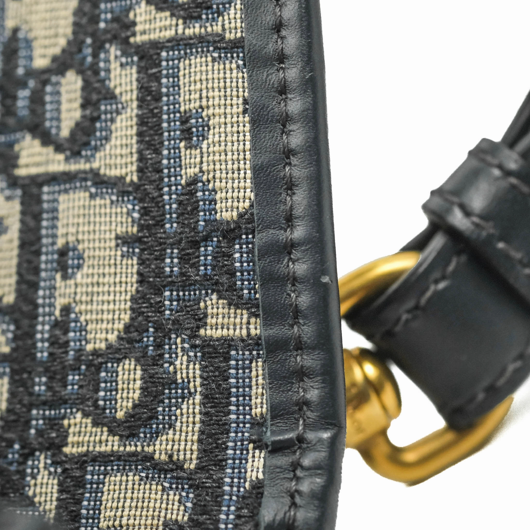Christian Dior Oblique Small DiorAddict Flap Bag Navy Blue Aged Gold Hardware