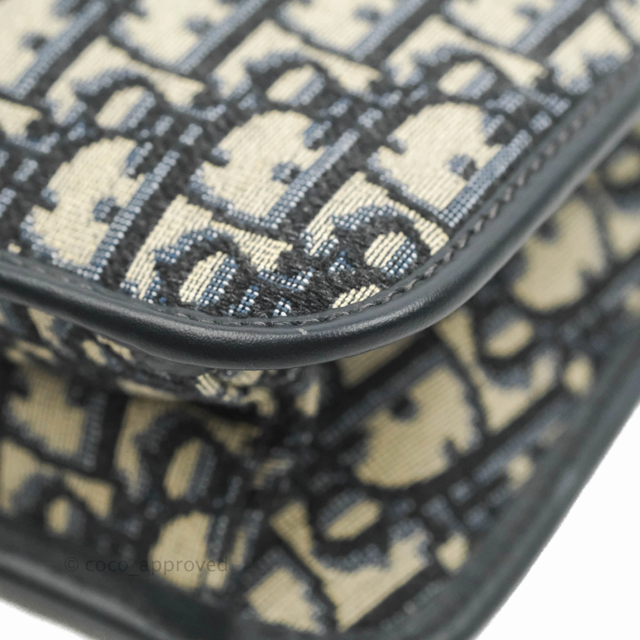 Christian Dior Oblique Small DiorAddict Flap Bag Navy Blue Aged Gold Hardware