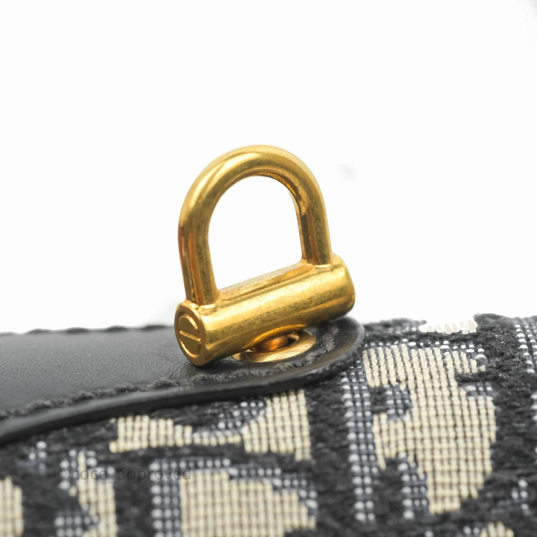 Christian Dior Oblique Small DiorAddict Flap Bag Navy Blue Aged Gold Hardware