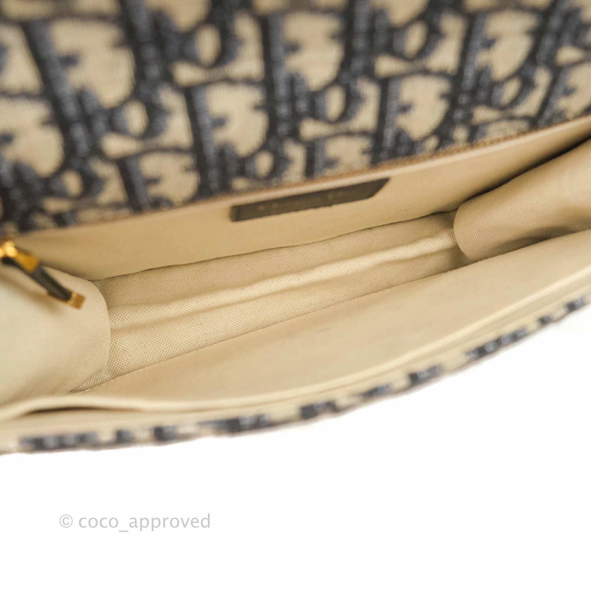 Christian Dior Oblique Small DiorAddict Flap Bag Navy Blue Aged Gold Hardware