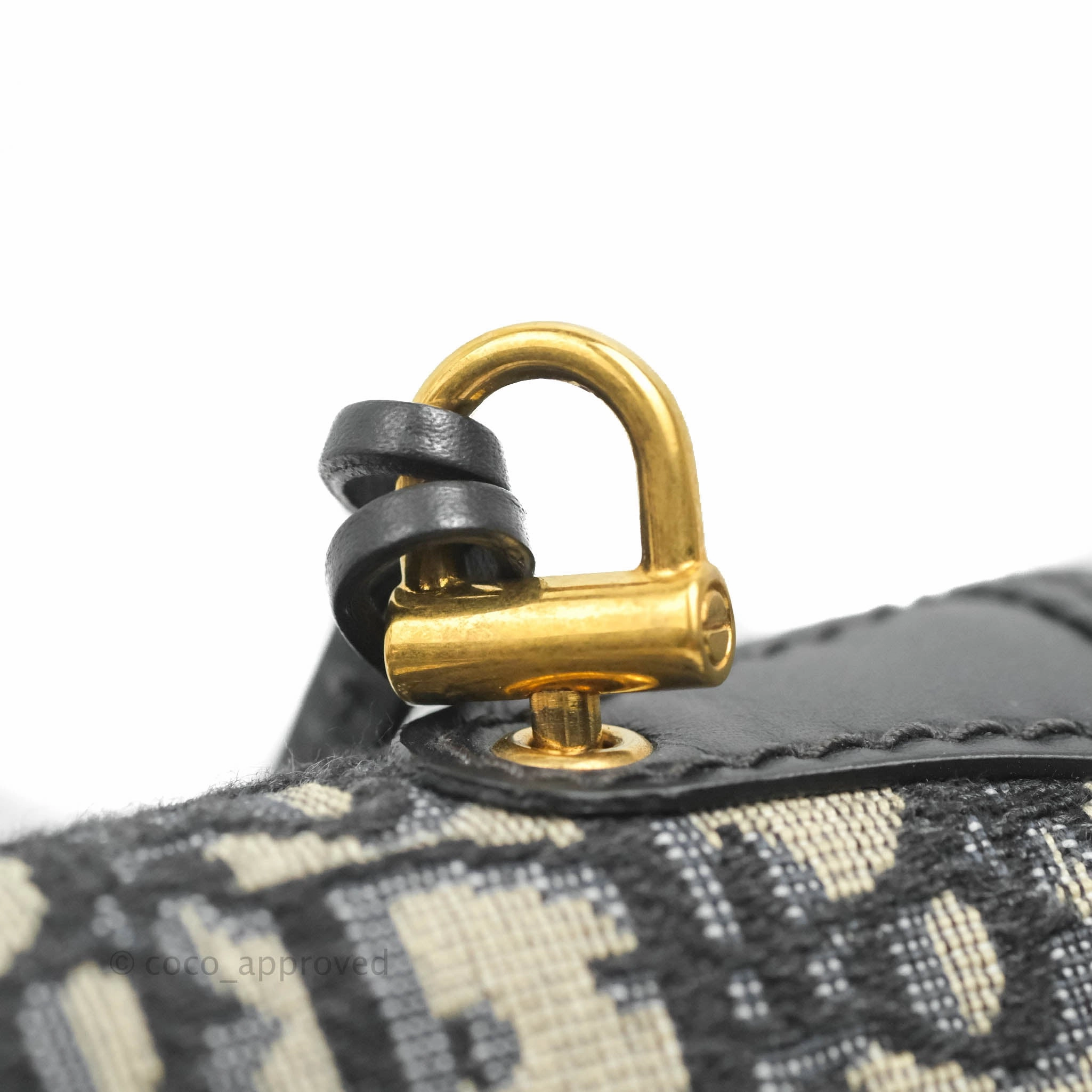 Christian Dior Oblique Small DiorAddict Flap Bag Navy Blue Aged Gold Hardware