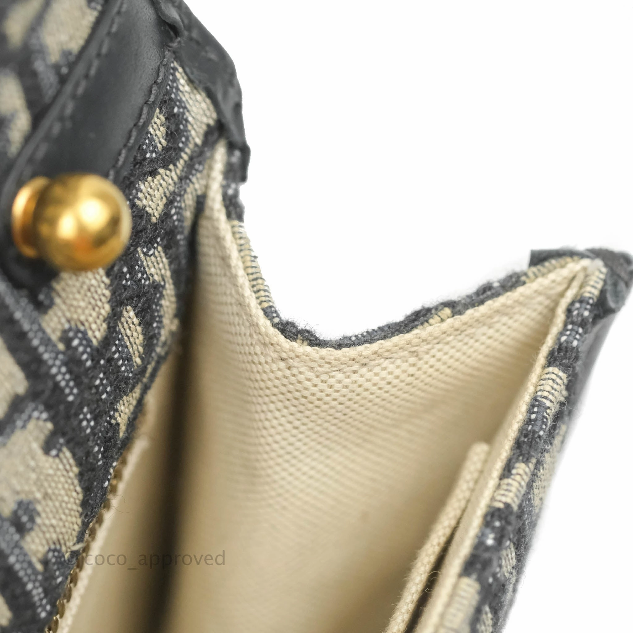 Christian Dior Oblique Small DiorAddict Flap Bag Navy Blue Aged Gold Hardware