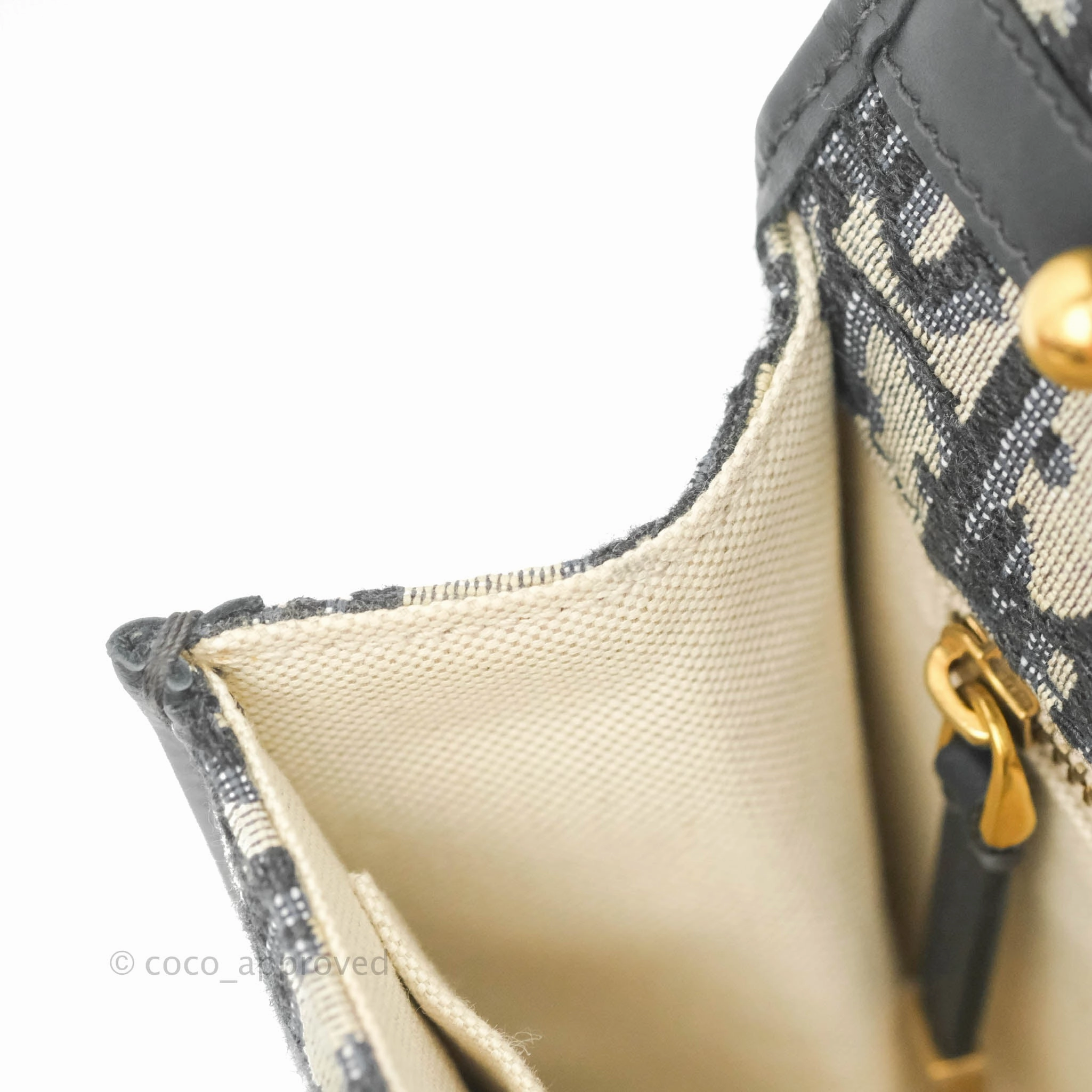 Christian Dior Oblique Small DiorAddict Flap Bag Navy Blue Aged Gold Hardware