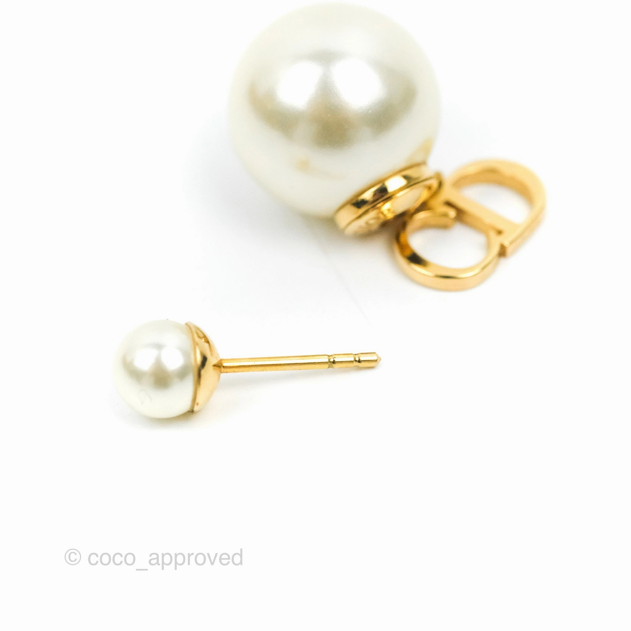 Christian Dior Pearl Tribales 'CD' & Star Drop Earrings Gold Tone