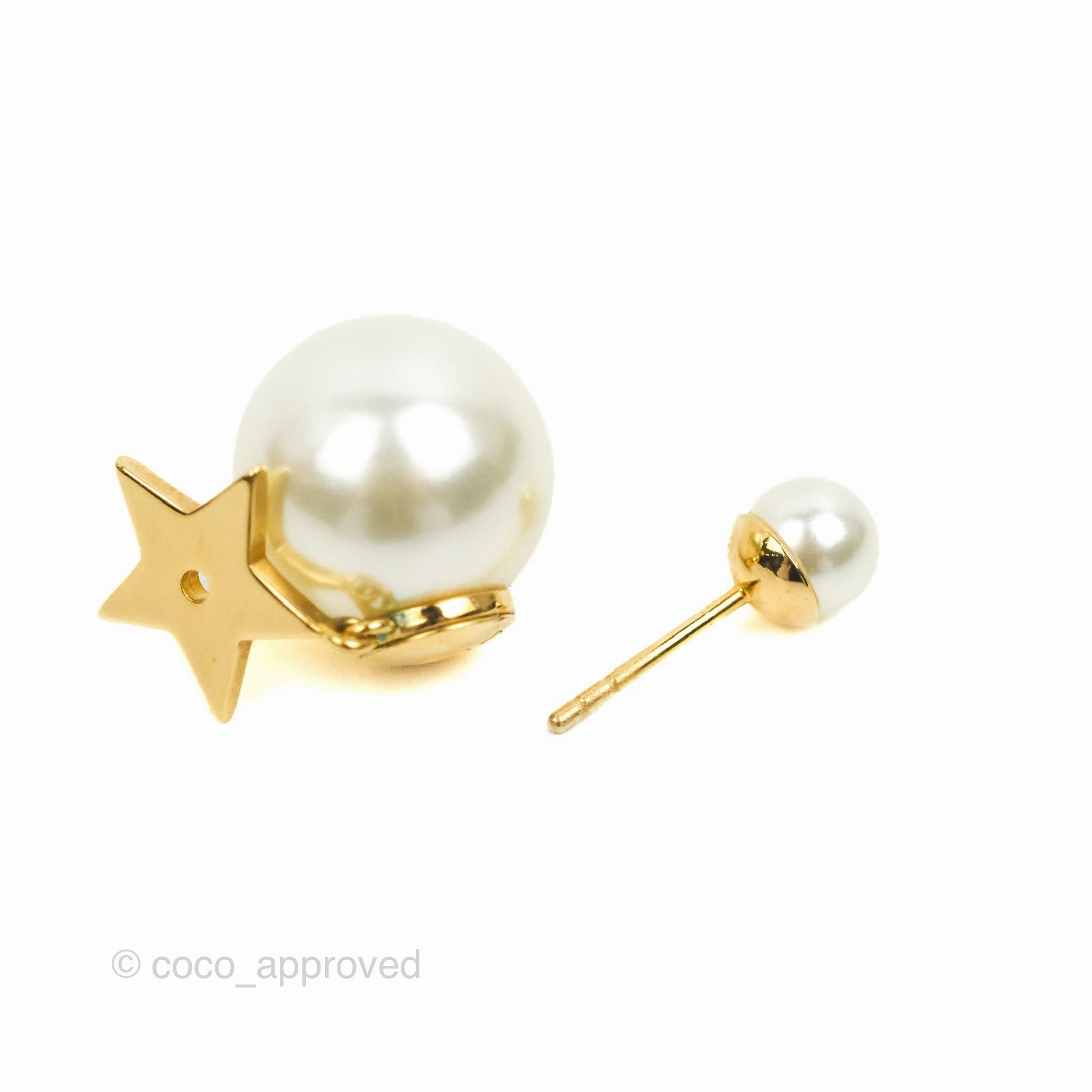 Christian Dior Pearl Tribales 'CD' & Star Drop Earrings Gold Tone