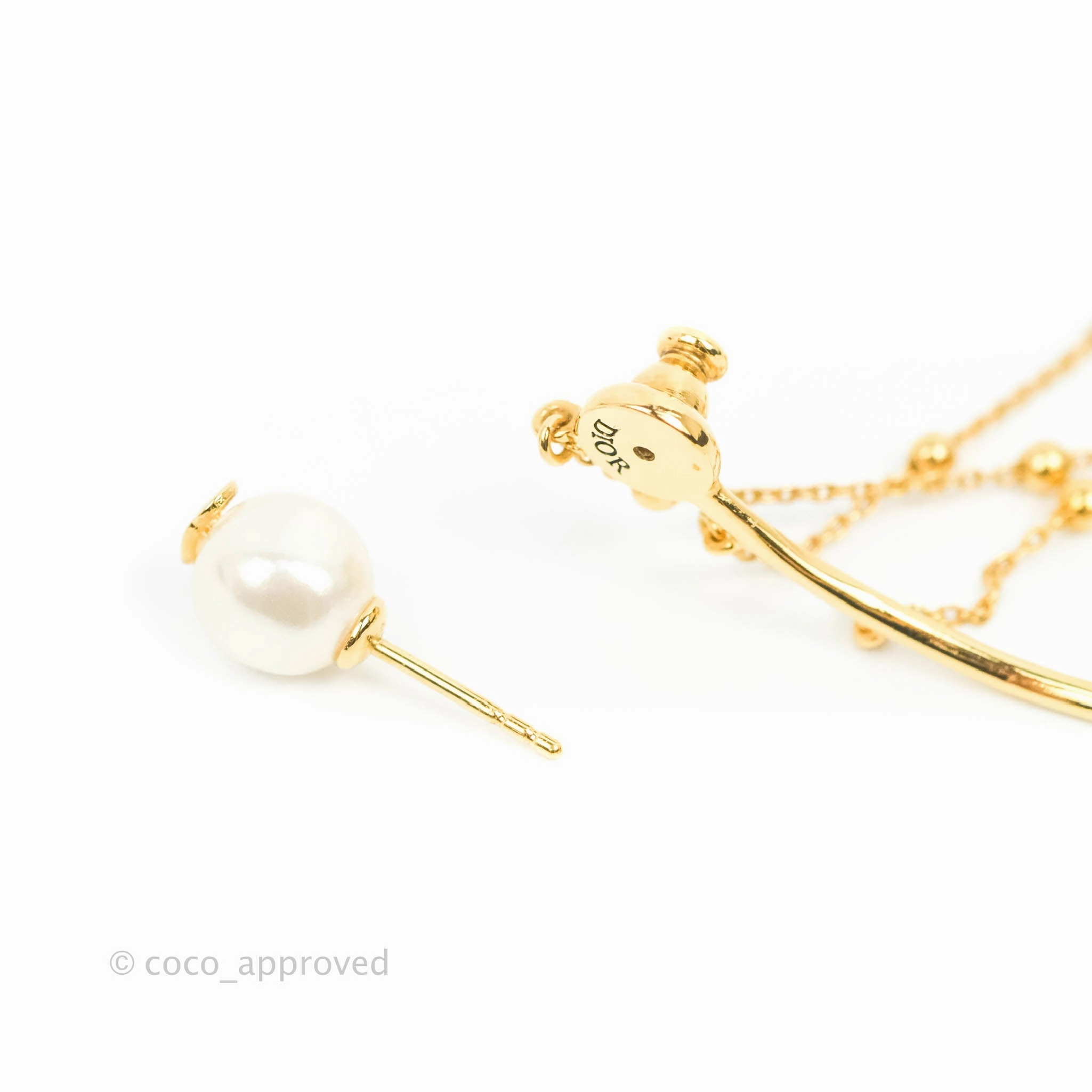 Christian Dior Perles De Dsir Ladies Yellow Gold Long Drop Single Detachable Earring