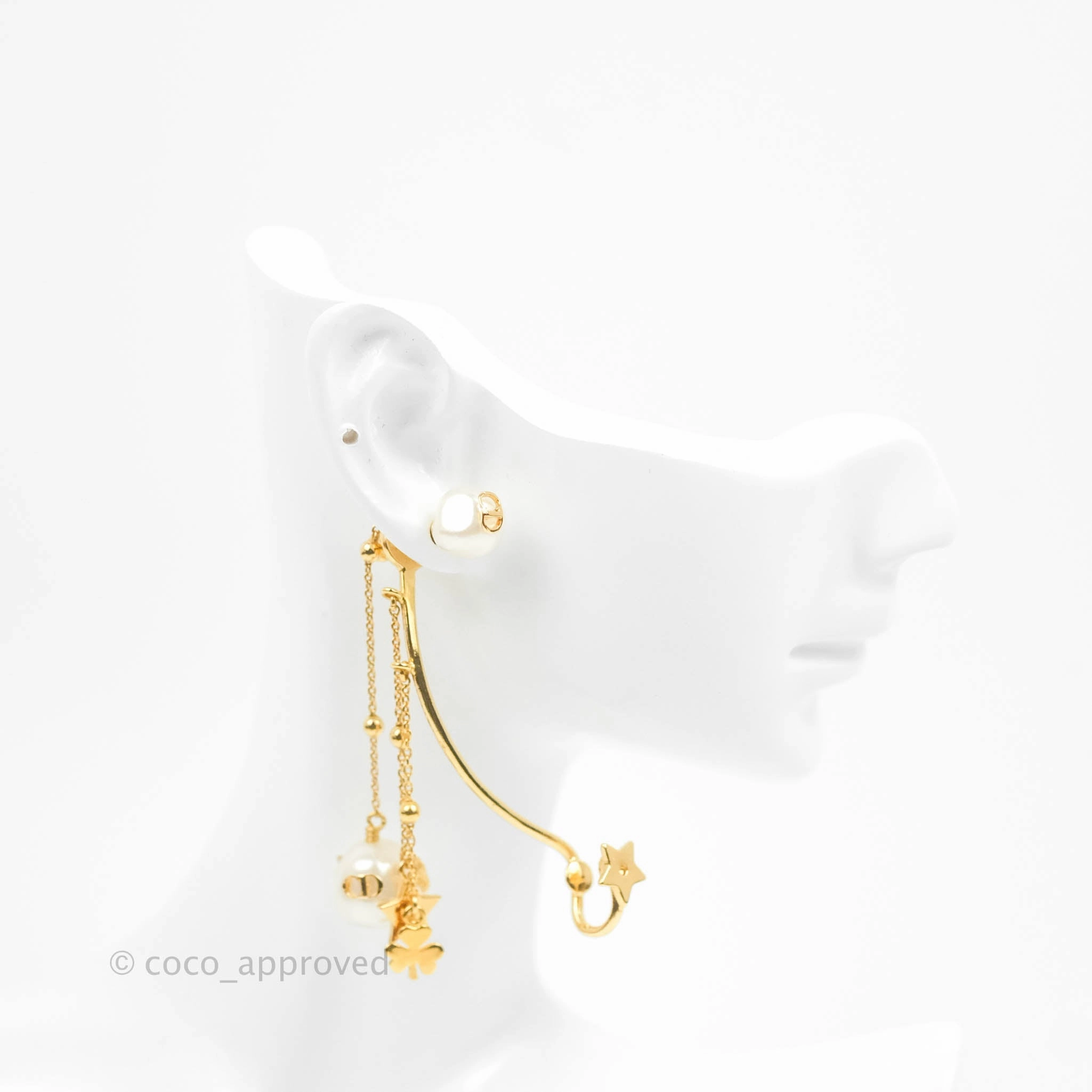 Christian Dior Perles De Dsir Ladies Yellow Gold Long Drop Single Detachable Earring