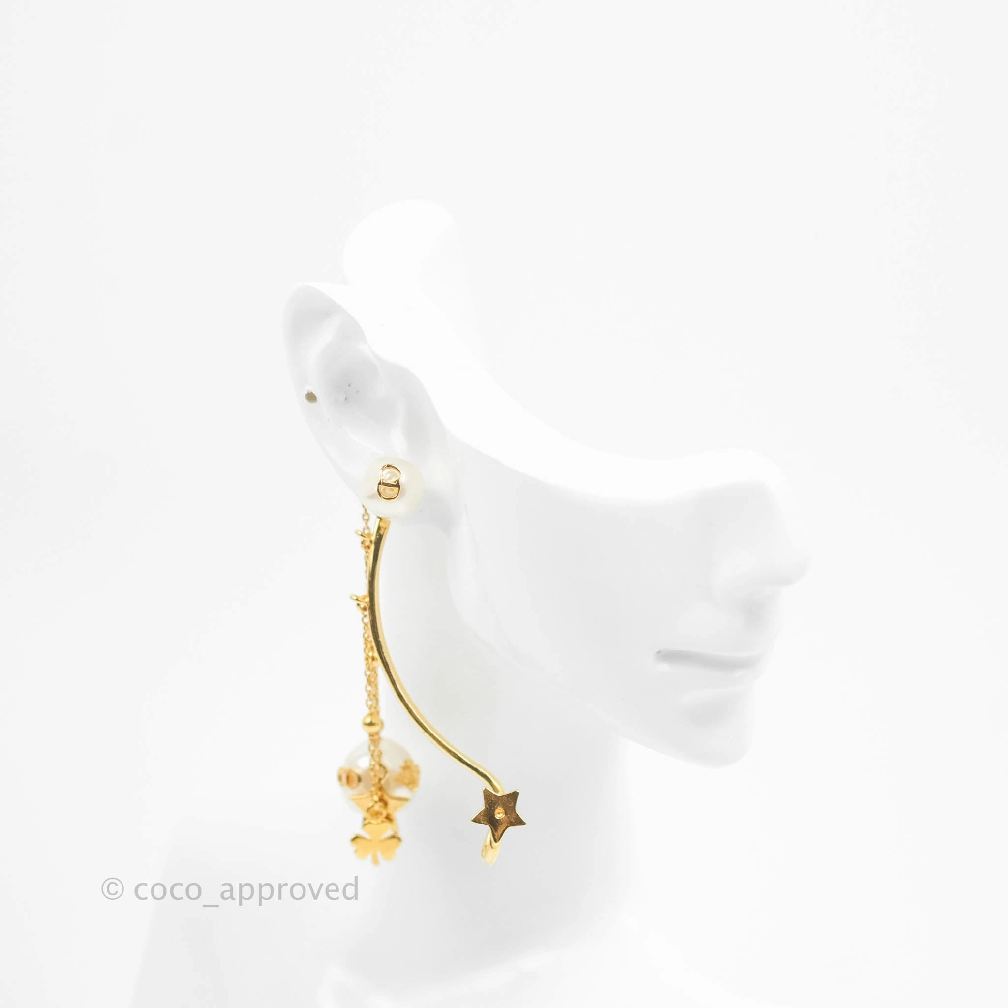 Christian Dior Perles De Dsir Ladies Yellow Gold Long Drop Single Detachable Earring