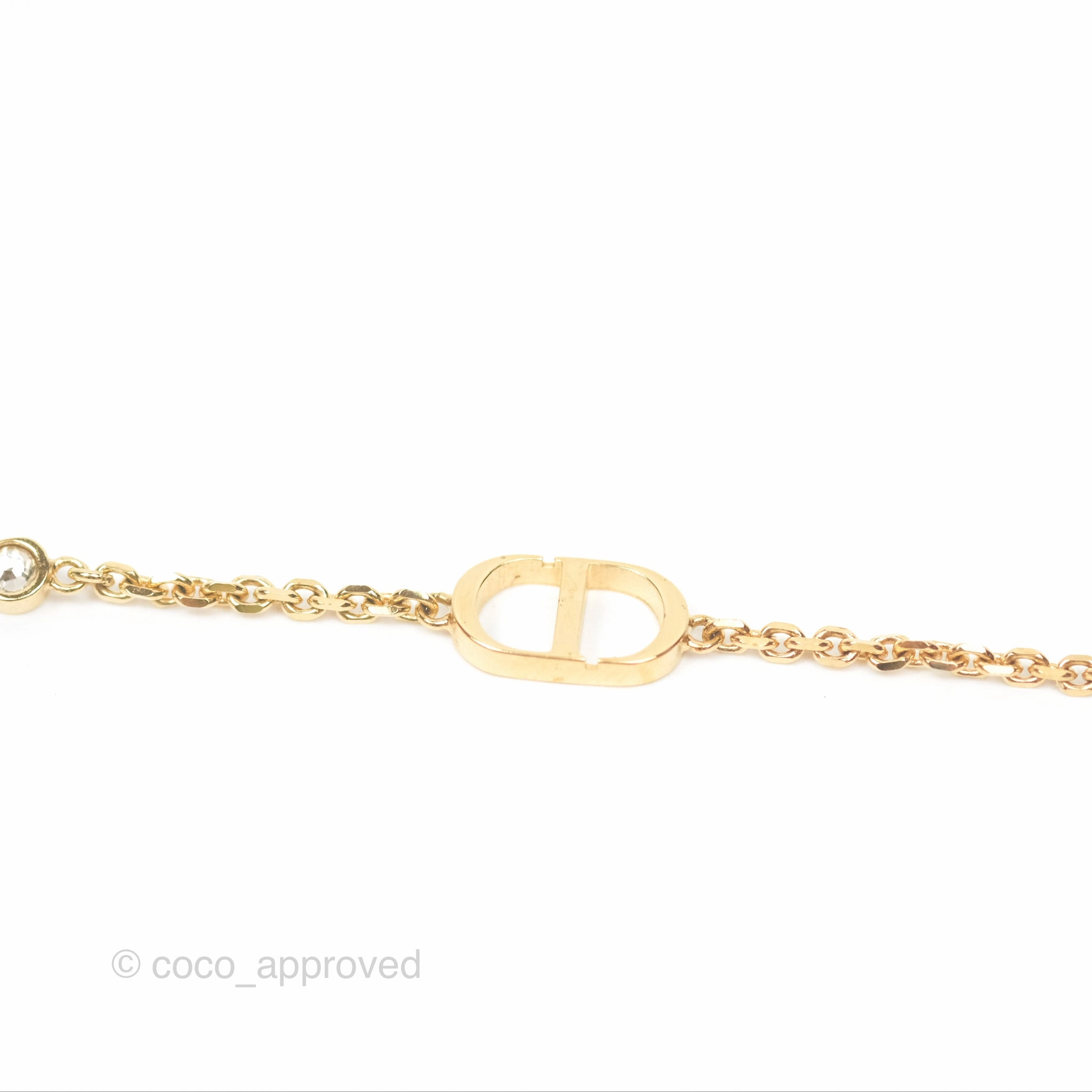 Christian Dior Petit CD Double Necklace Crystals Gold Tone