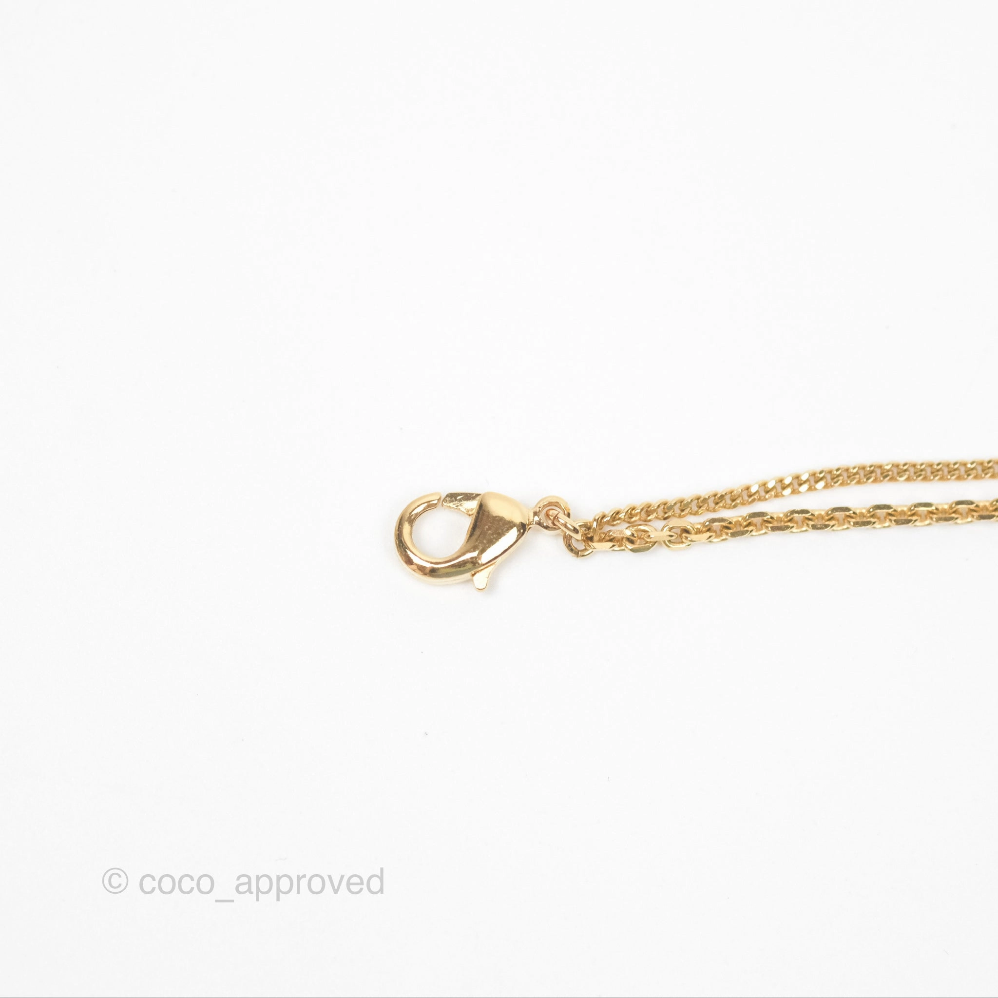 Christian Dior Petit CD Double Necklace Crystals Gold Tone
