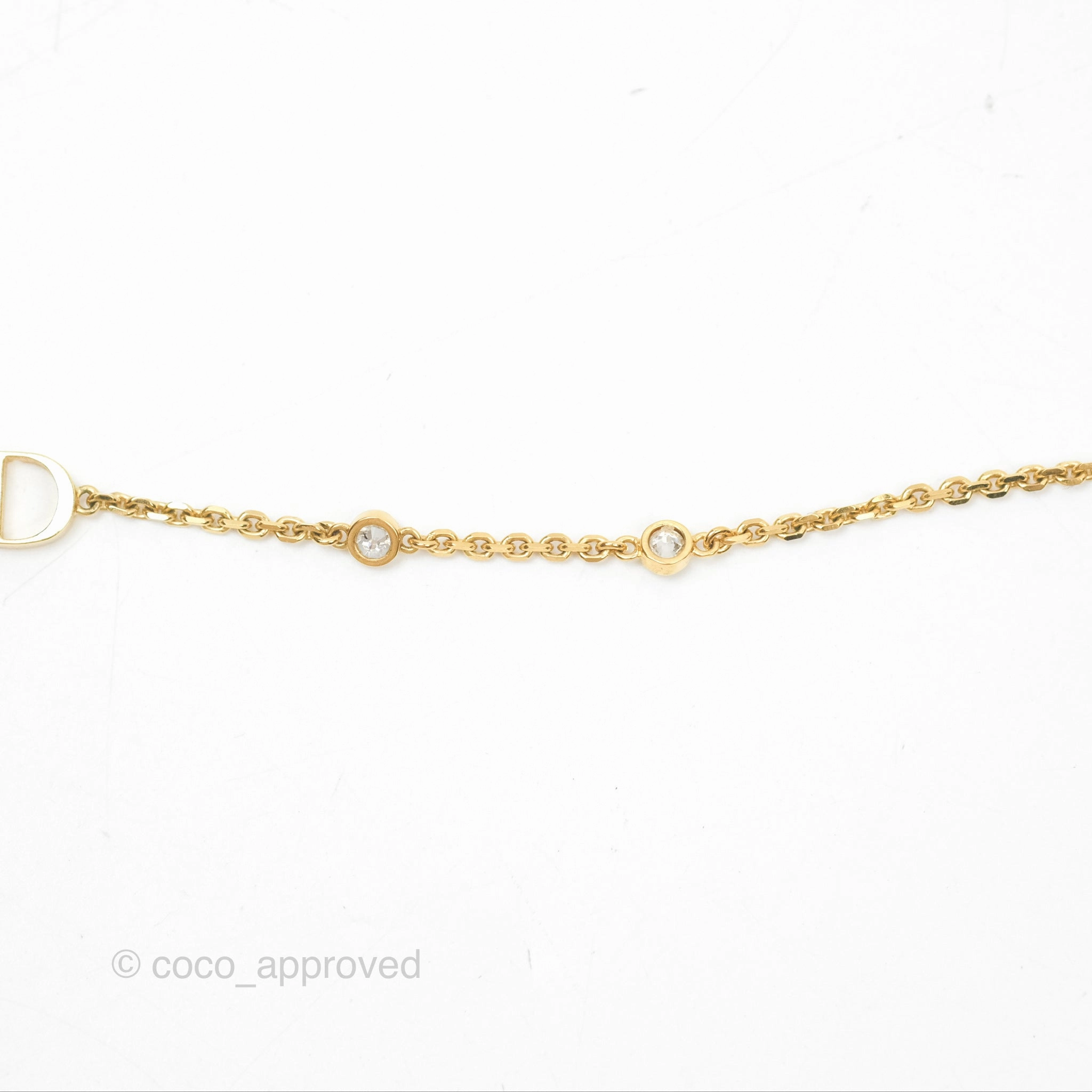 Christian Dior Petit CD Double Necklace Crystals Gold Tone