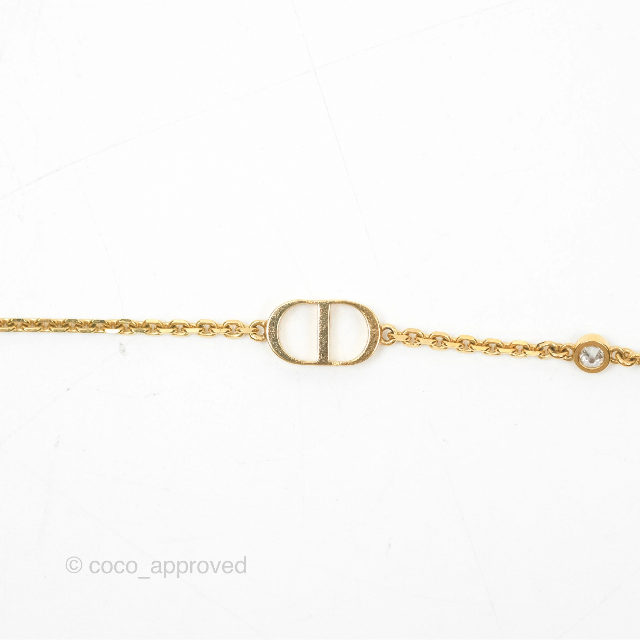 Christian Dior Petit CD Double Necklace Crystals Gold Tone