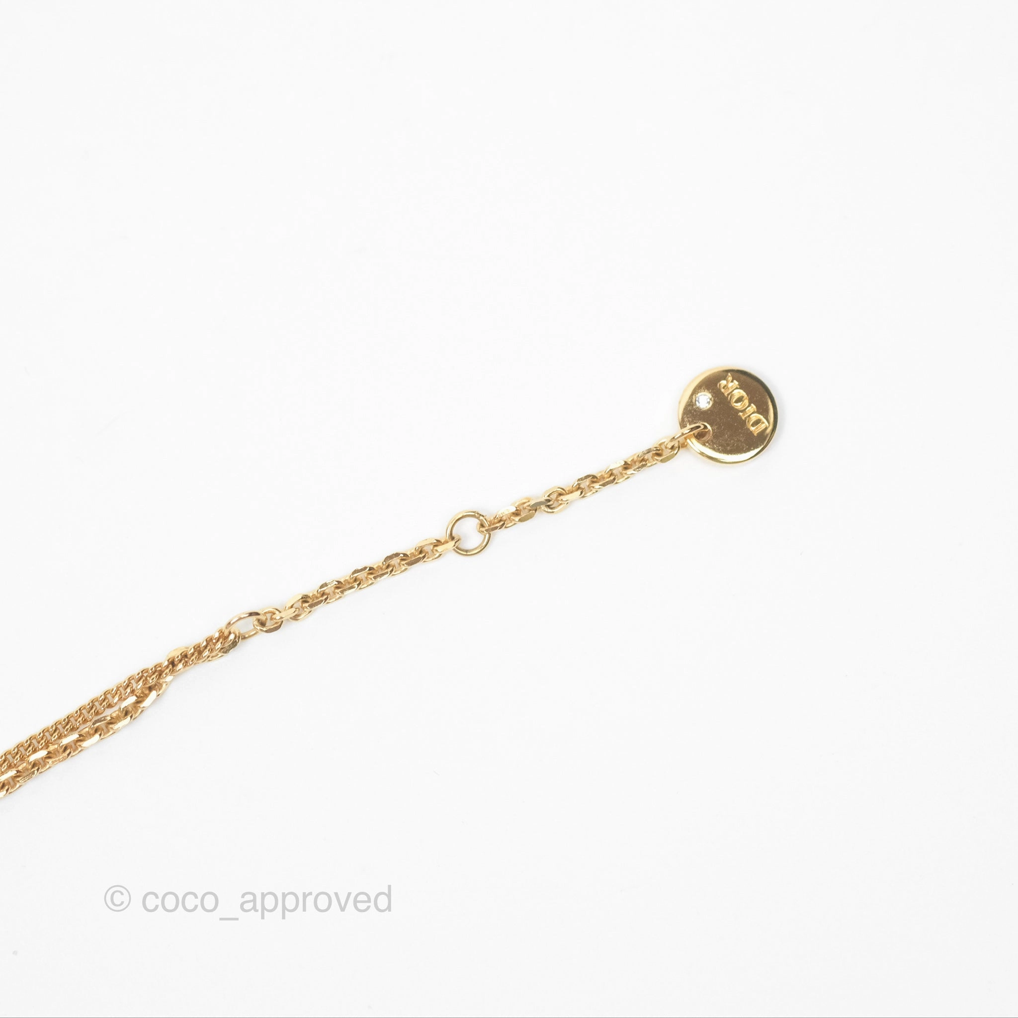 Christian Dior Petit CD Double Necklace Crystals Gold Tone