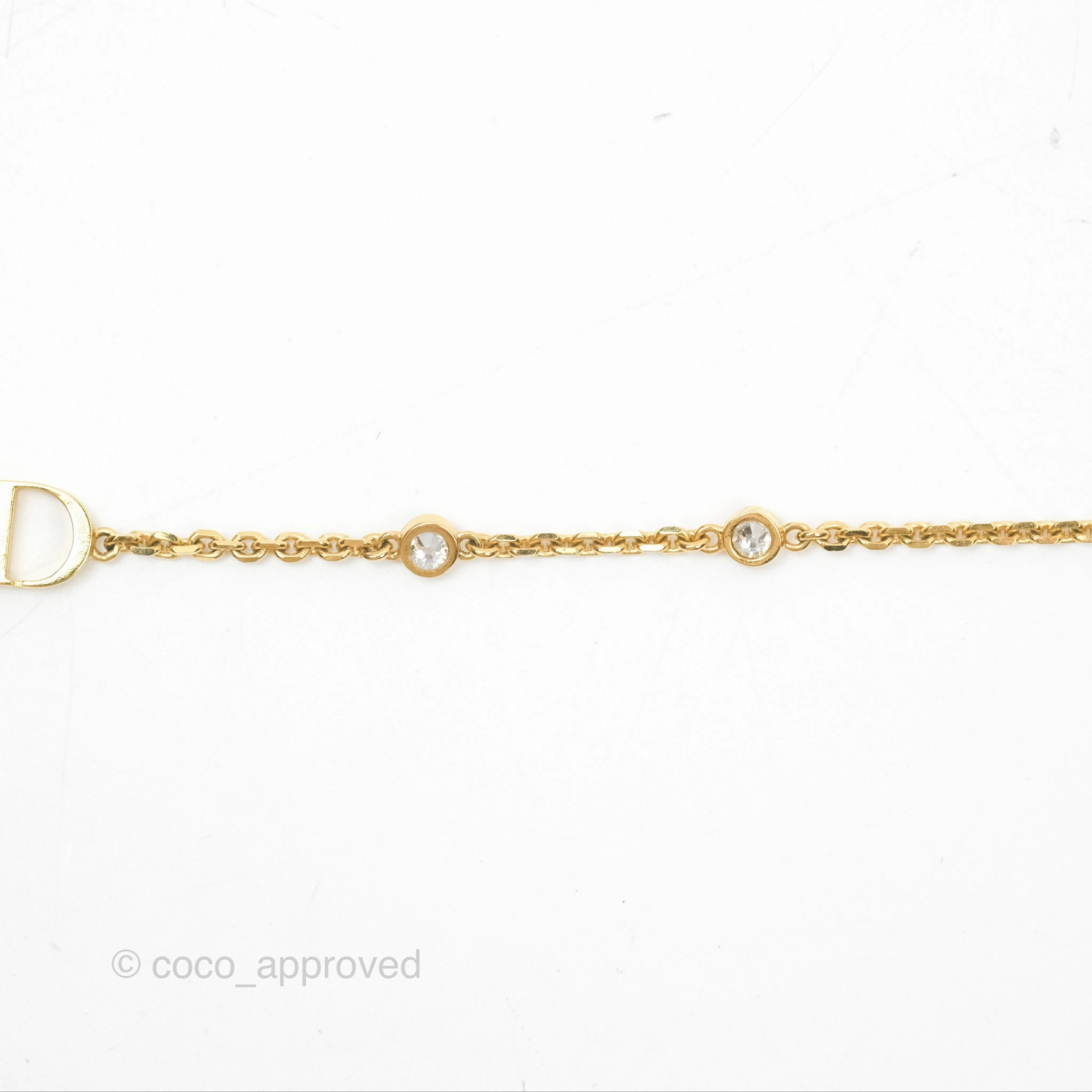 Christian Dior Petit CD Double Necklace Crystals Gold Tone