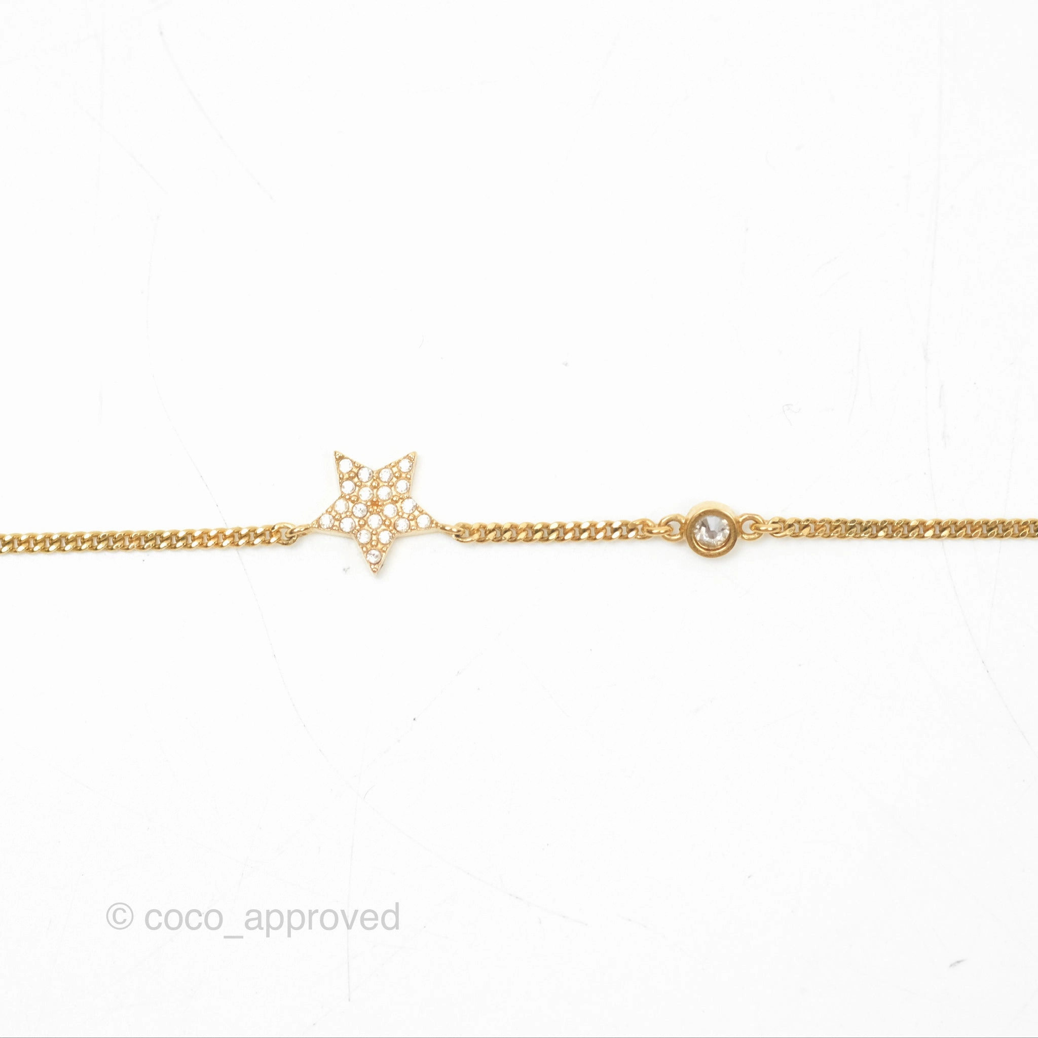 Christian Dior Petit CD Double Necklace Crystals Gold Tone