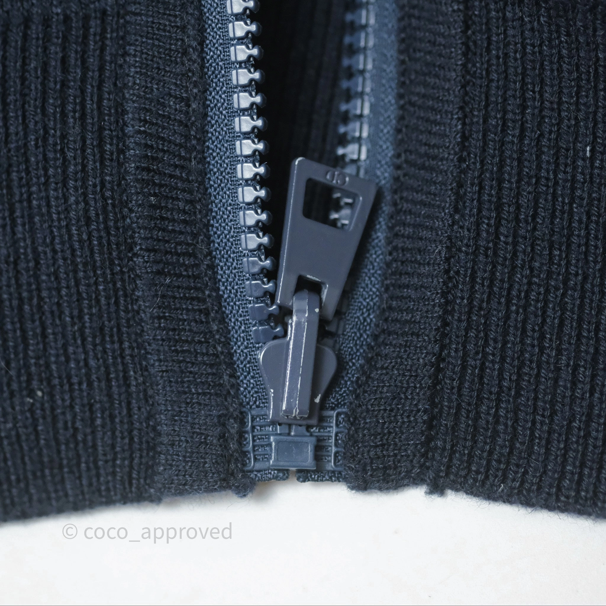 Christian Dior Reversible Zipped Cardigan with Hood Blue Cashmere-Blend Knit Size 38