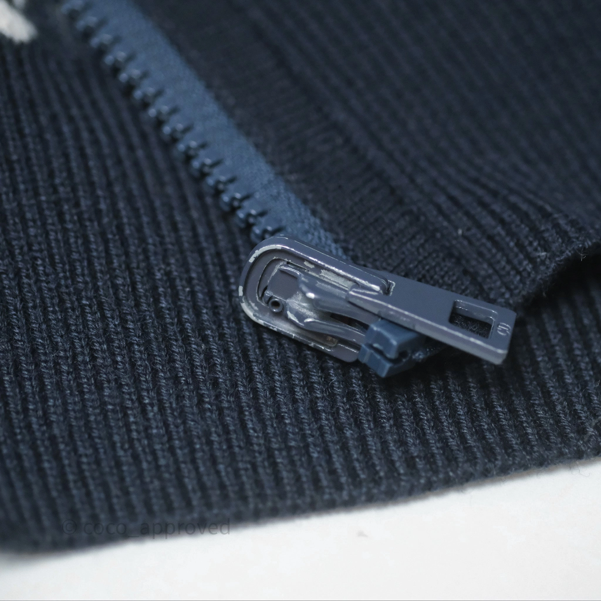 Christian Dior Reversible Zipped Cardigan with Hood Blue Cashmere-Blend Knit Size 38