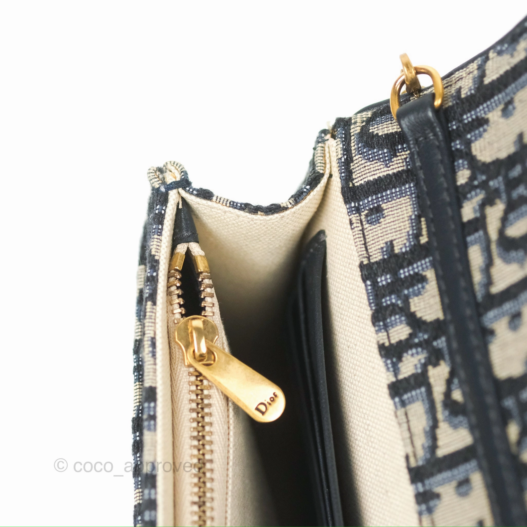 Christian Dior Saddle Chain Pouch Navy Oblique Jacquard