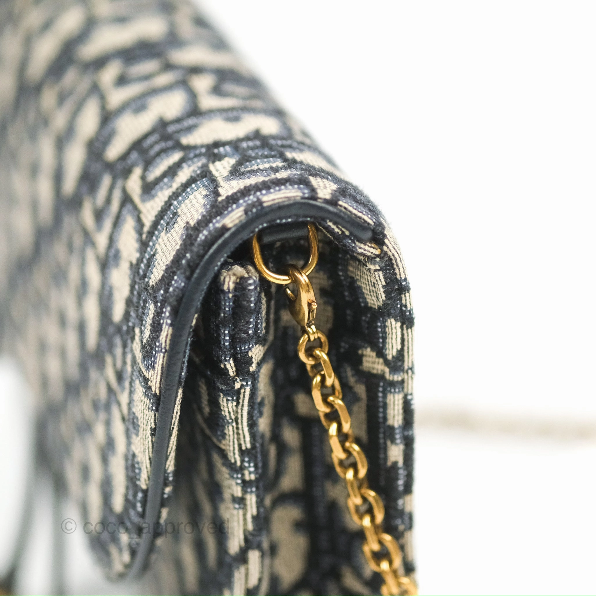 Christian Dior Saddle Chain Pouch Navy Oblique Jacquard