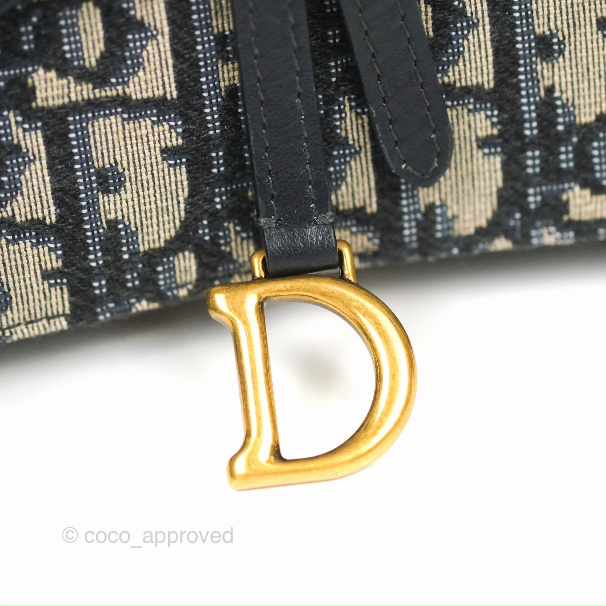 Christian Dior Saddle Chain Pouch Navy Oblique Jacquard
