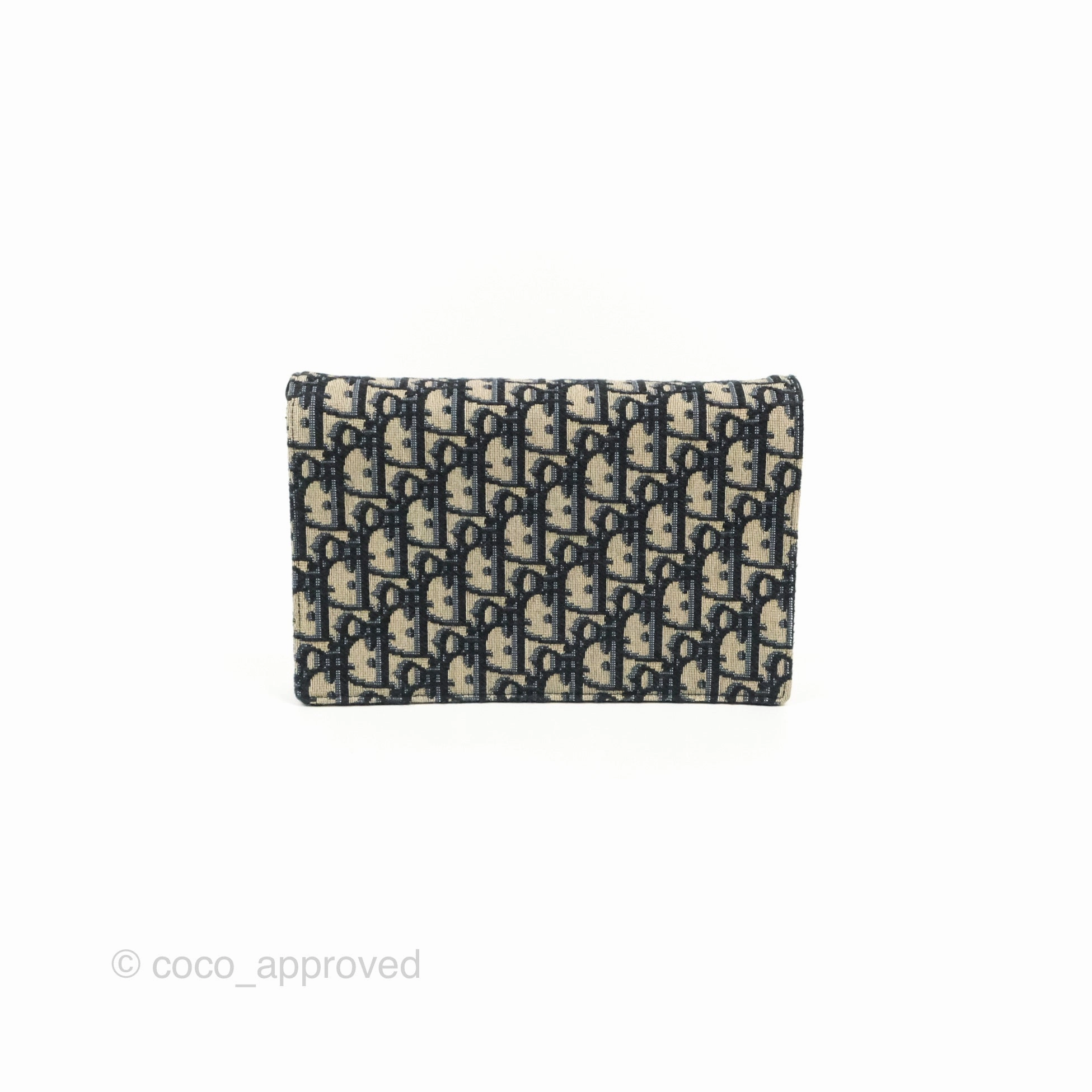 Christian Dior Saddle Chain Pouch Navy Oblique Jacquard